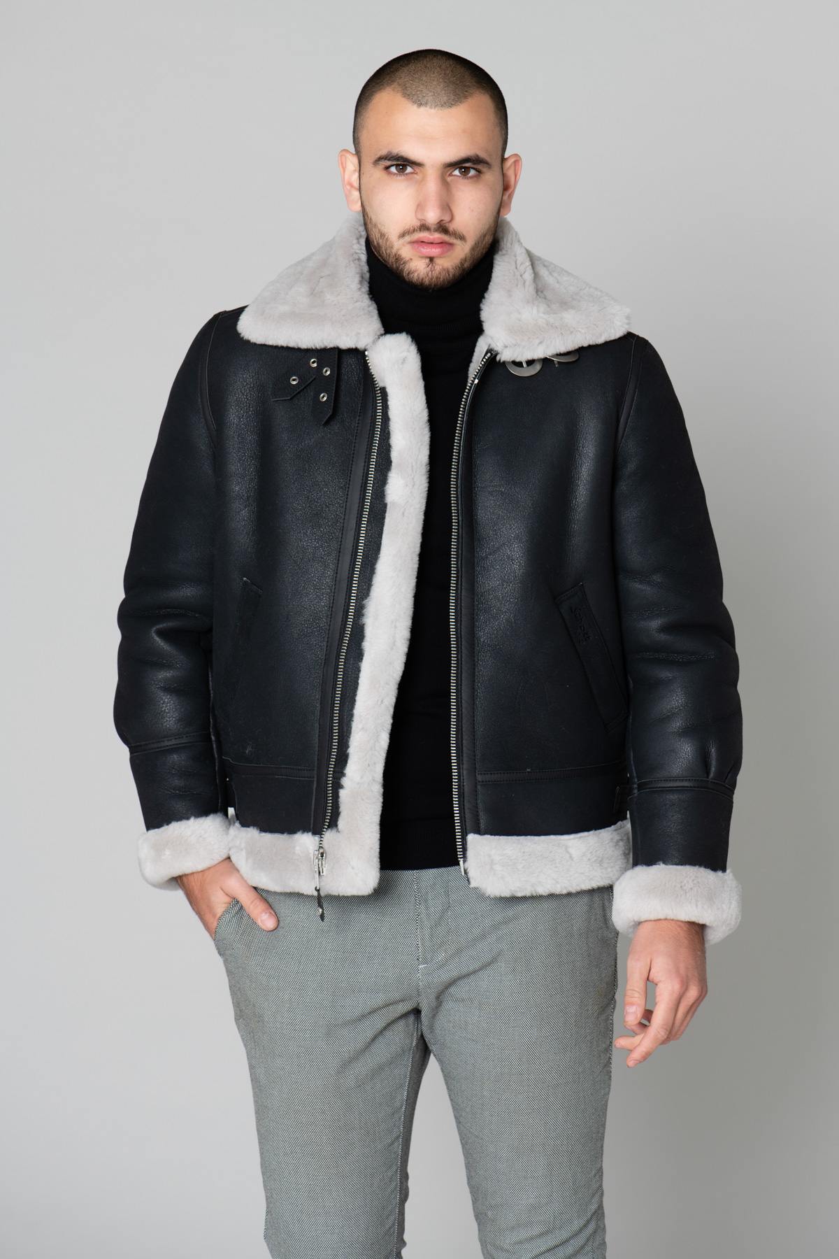 Herren Jacke Schott LC1259 BLACK/OFF WHITE — Ansicht 4