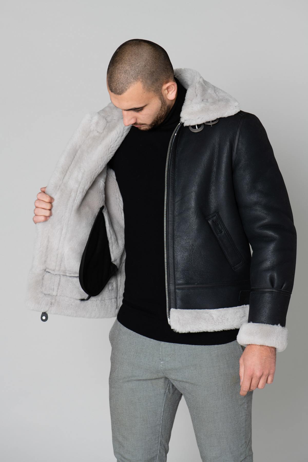 Herren Jacke Schott LC1259 BLACK/OFF WHITE — Ansicht 5