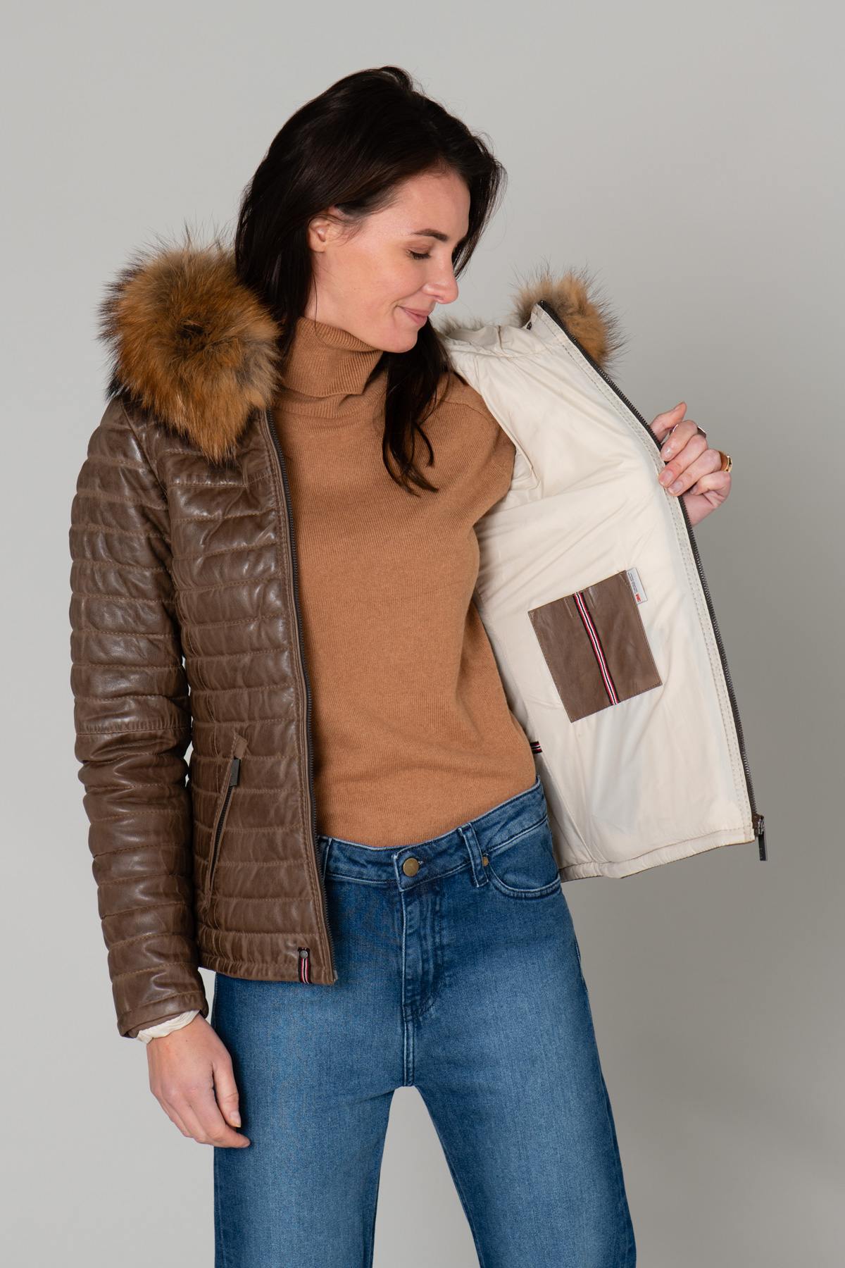 Blouson Femme Oakwood HAPPY MARRON CLAIR 503 ZZ — vue 4