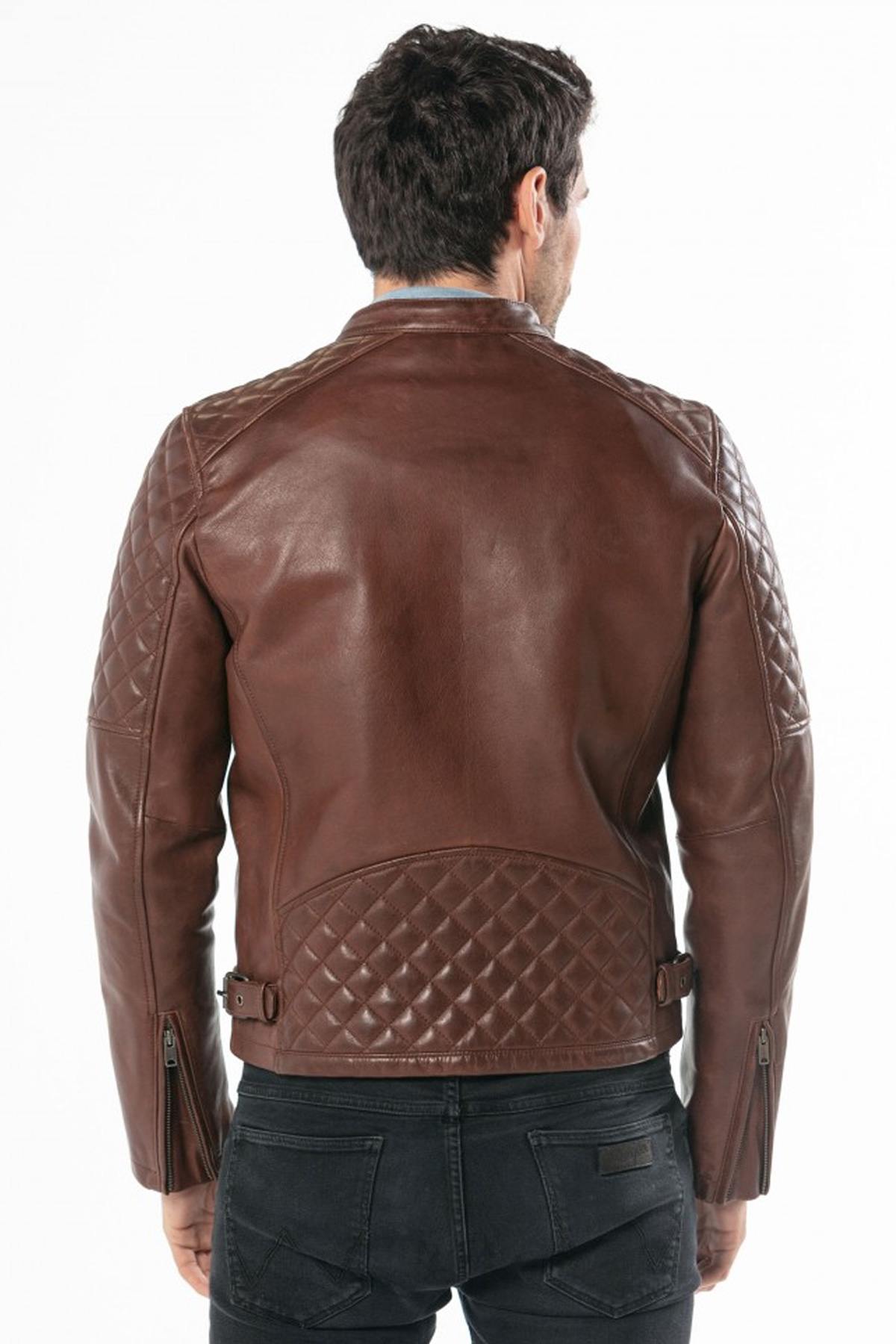 Blouson Homme Daytona TRUCKSTON COW VEG DARK COGNAC — vue 3