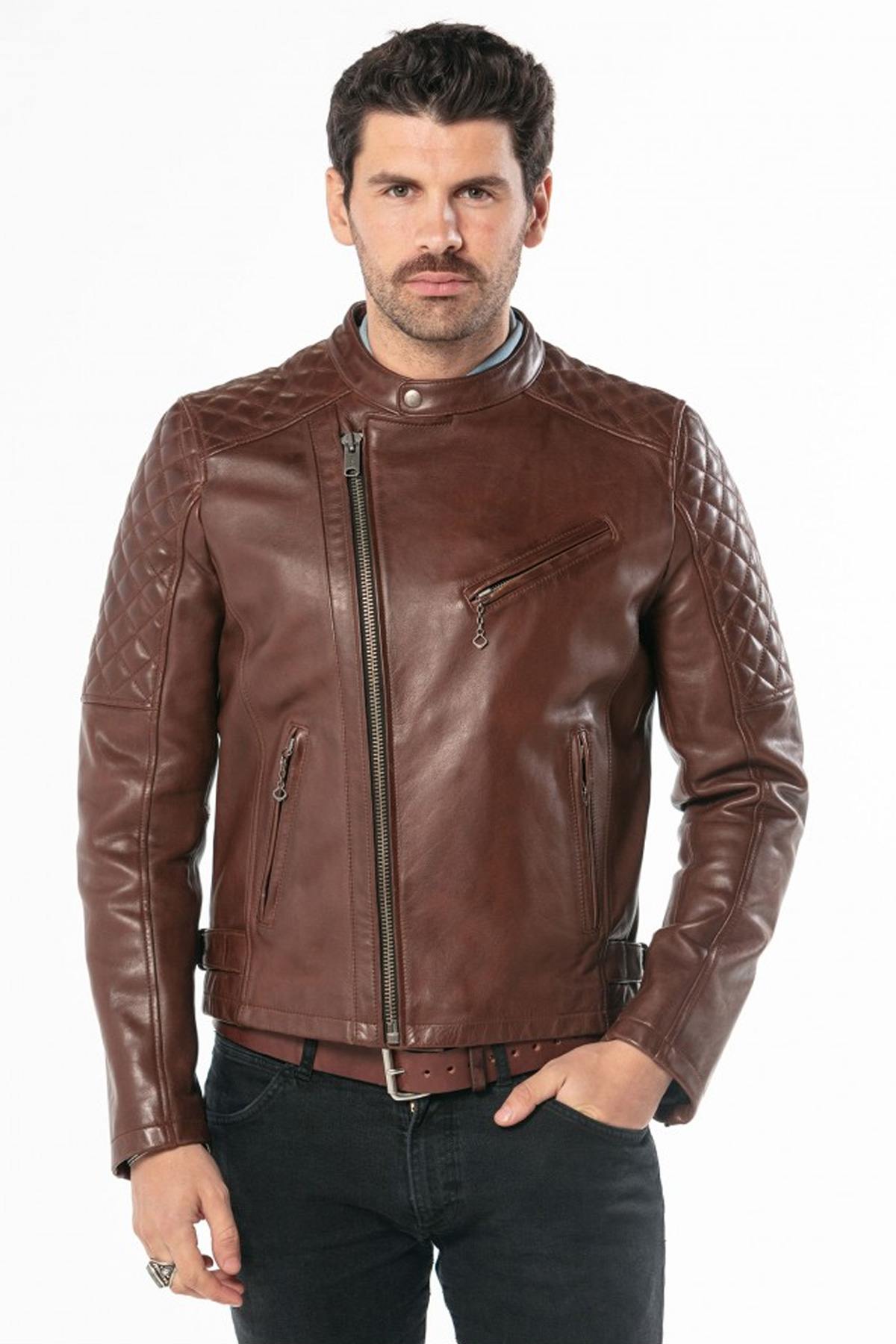 Blouson Homme Daytona TRUCKSTON COW VEG DARK COGNAC — vue 1