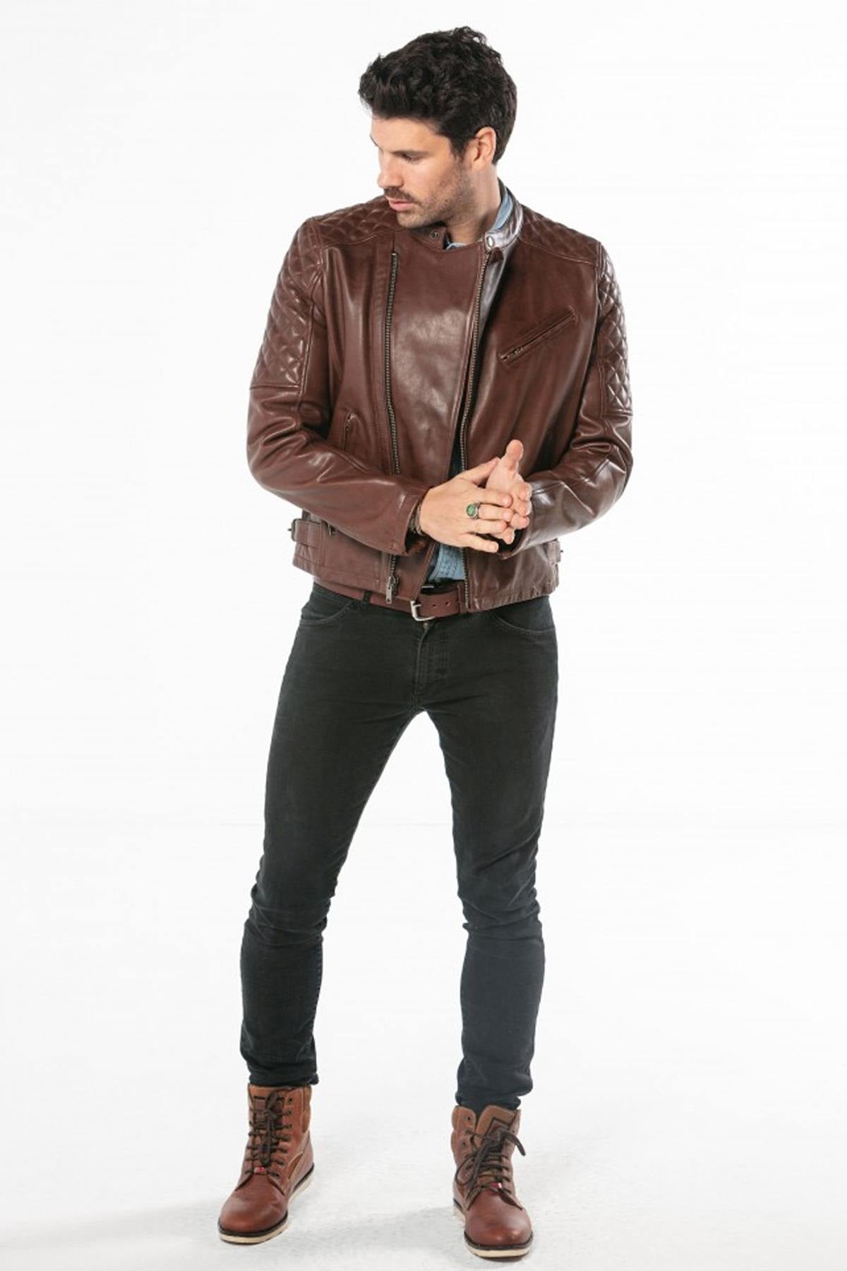 Blouson Homme Daytona TRUCKSTON COW VEG DARK COGNAC — vue 2