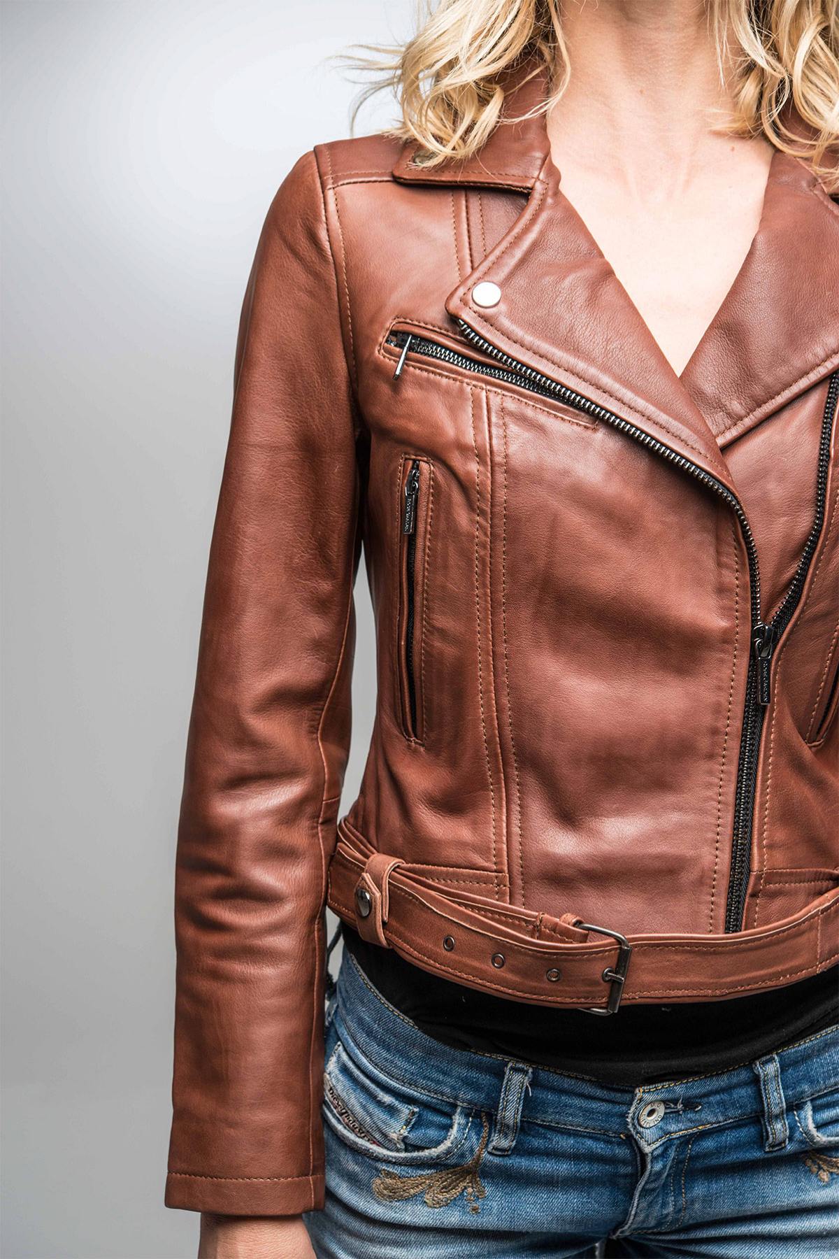 Blouson Femme Rose Garden LAURIE LAMB CASTEL DARK COGNAC ZZ — vue 3