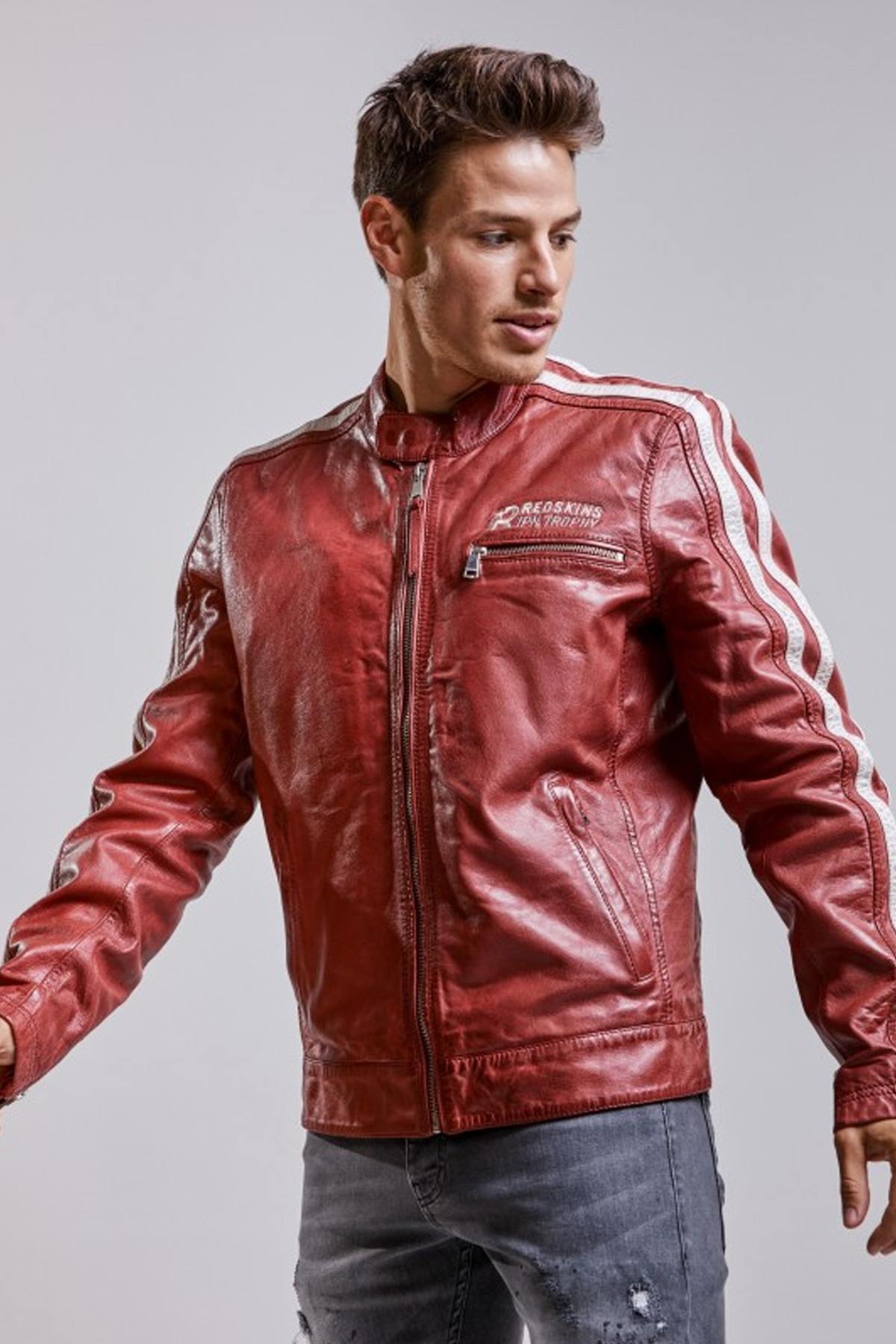 Giacche Uomo Redskins CARDIFF CALISTA RED WHITE — vista 1