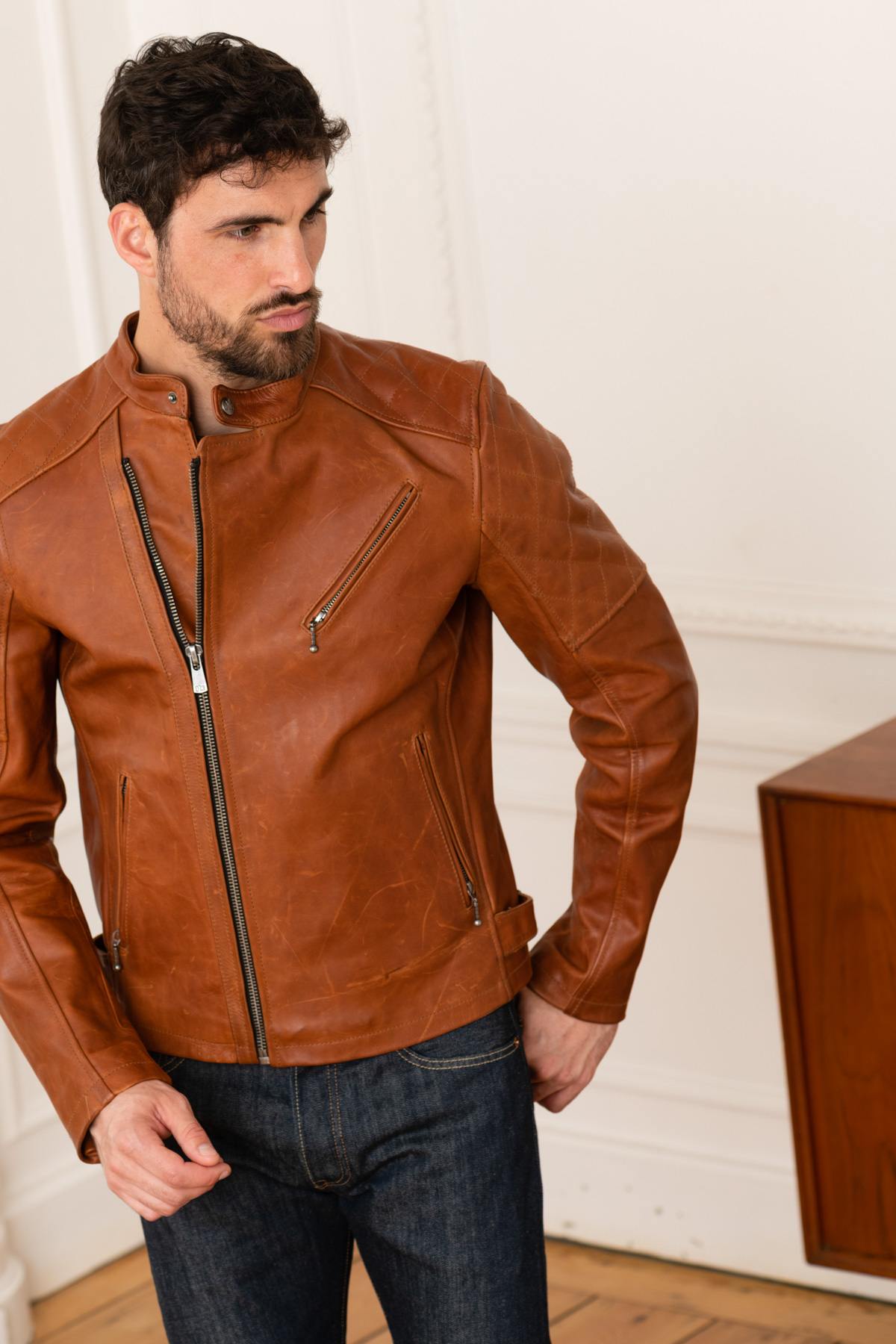 Blouson Homme Daytona TRUCKSTON COW VEG COGNAC — vue 5
