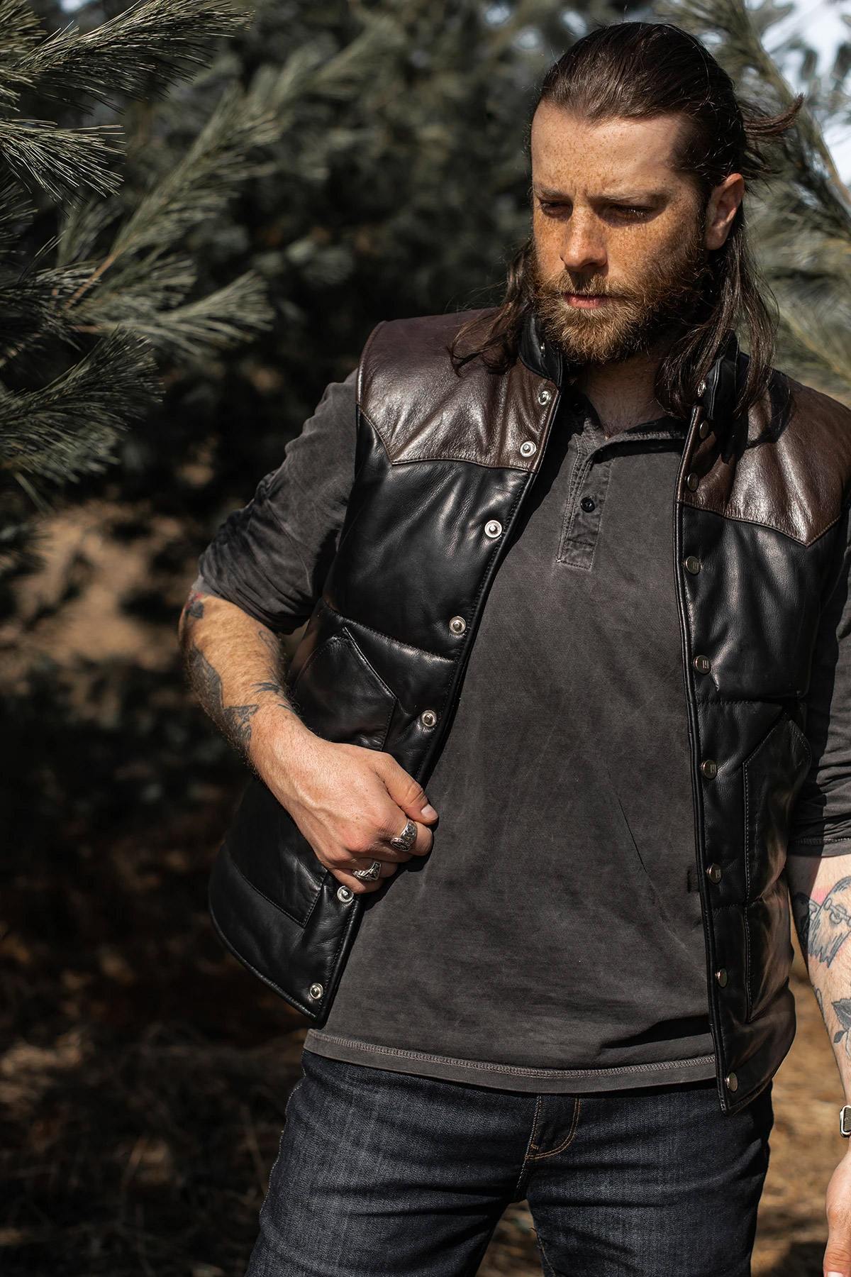Giacche Uomo Master FISHER BLACK/BROWN — vista 2