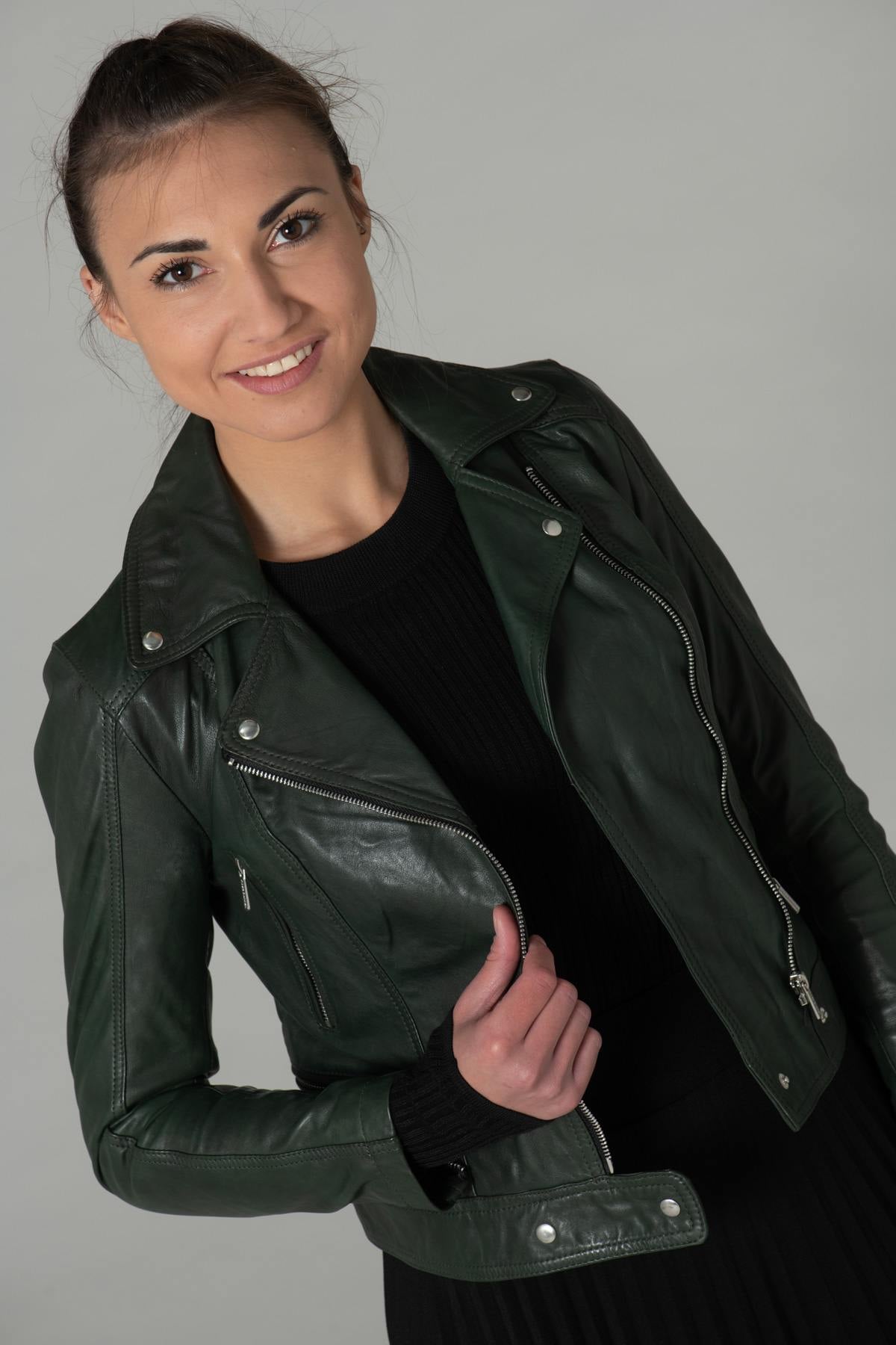 Blouson Femme Rose Garden PANEMA LAMB CASTEL DARK GREEN ZZ10 — vue 1