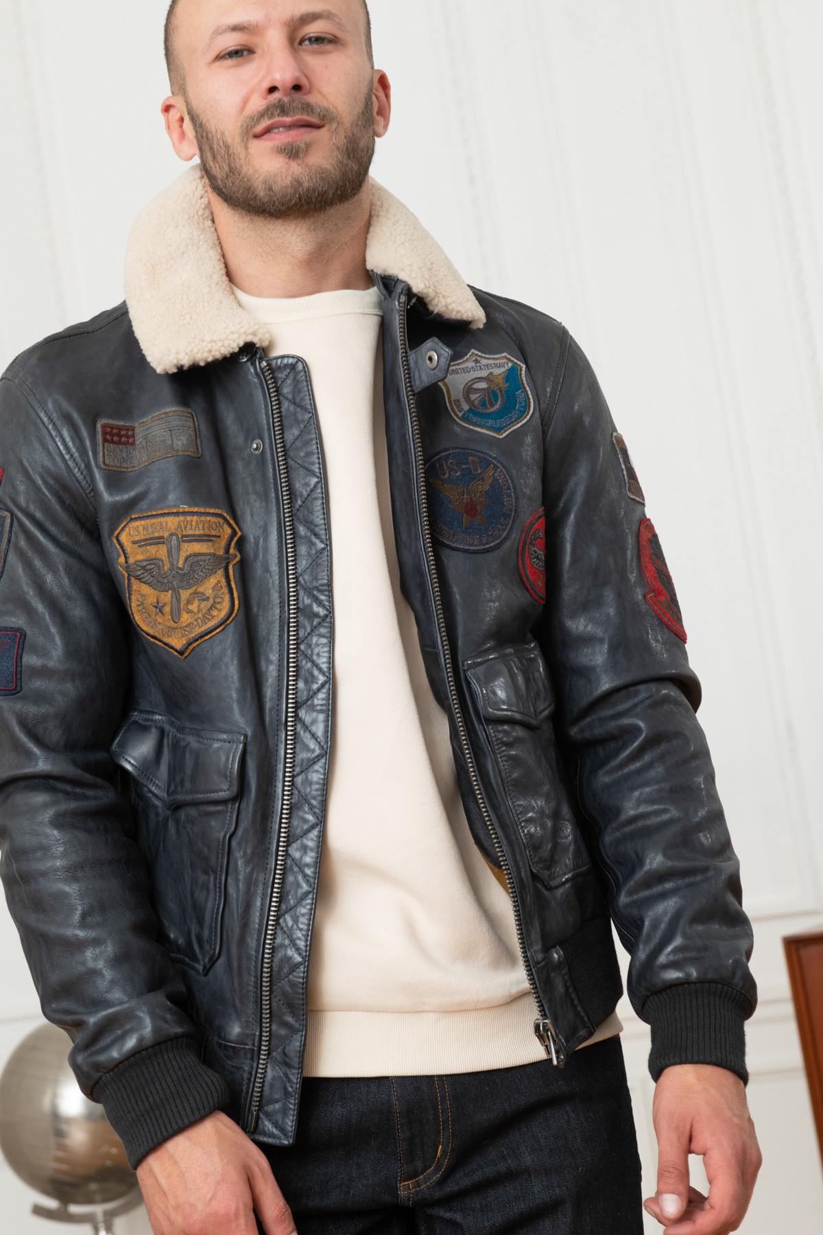 Chaqueta Hombre Daytona MYTHIC + FUR SHEEP PETROL NAVY BLUE — vista 4