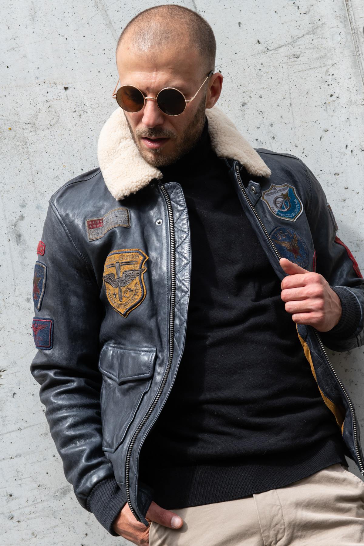 Chaqueta Hombre Daytona MYTHIC + FUR SHEEP PETROL NAVY BLUE — vista 1