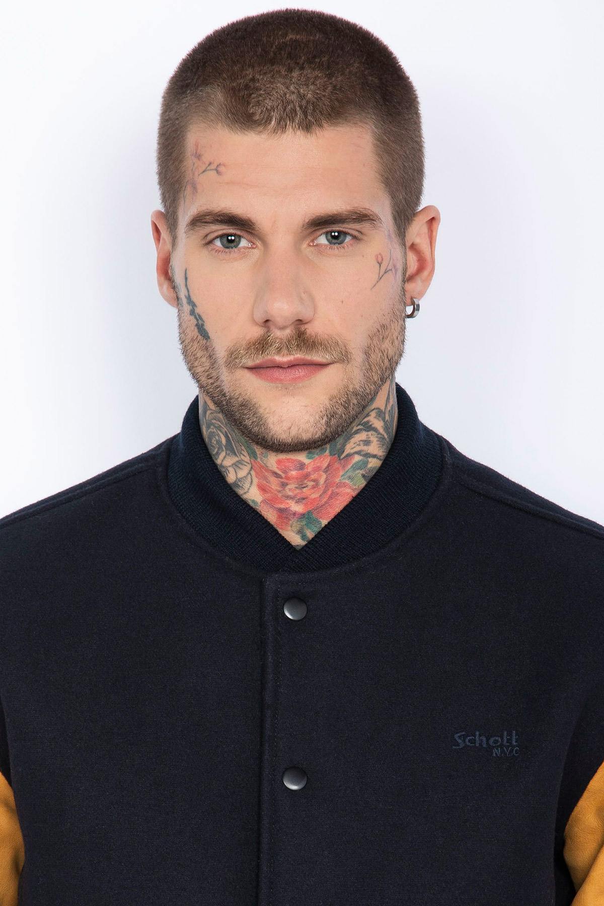 Blouson Homme Schott LCUSA NAVY/COGNAC — vue 5