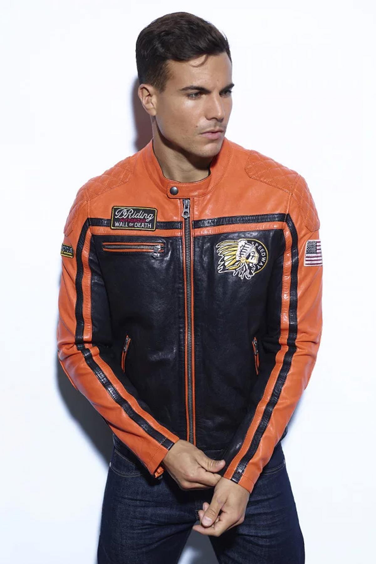 Blouson Homme Daytona PERKINS BLACK/ORANGE — vue 3
