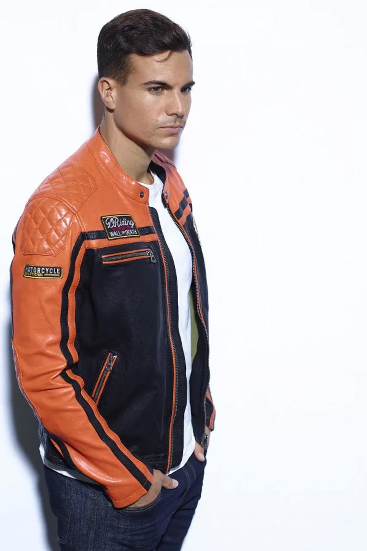 Blouson Homme Daytona PERKINS BLACK/ORANGE — vue 5