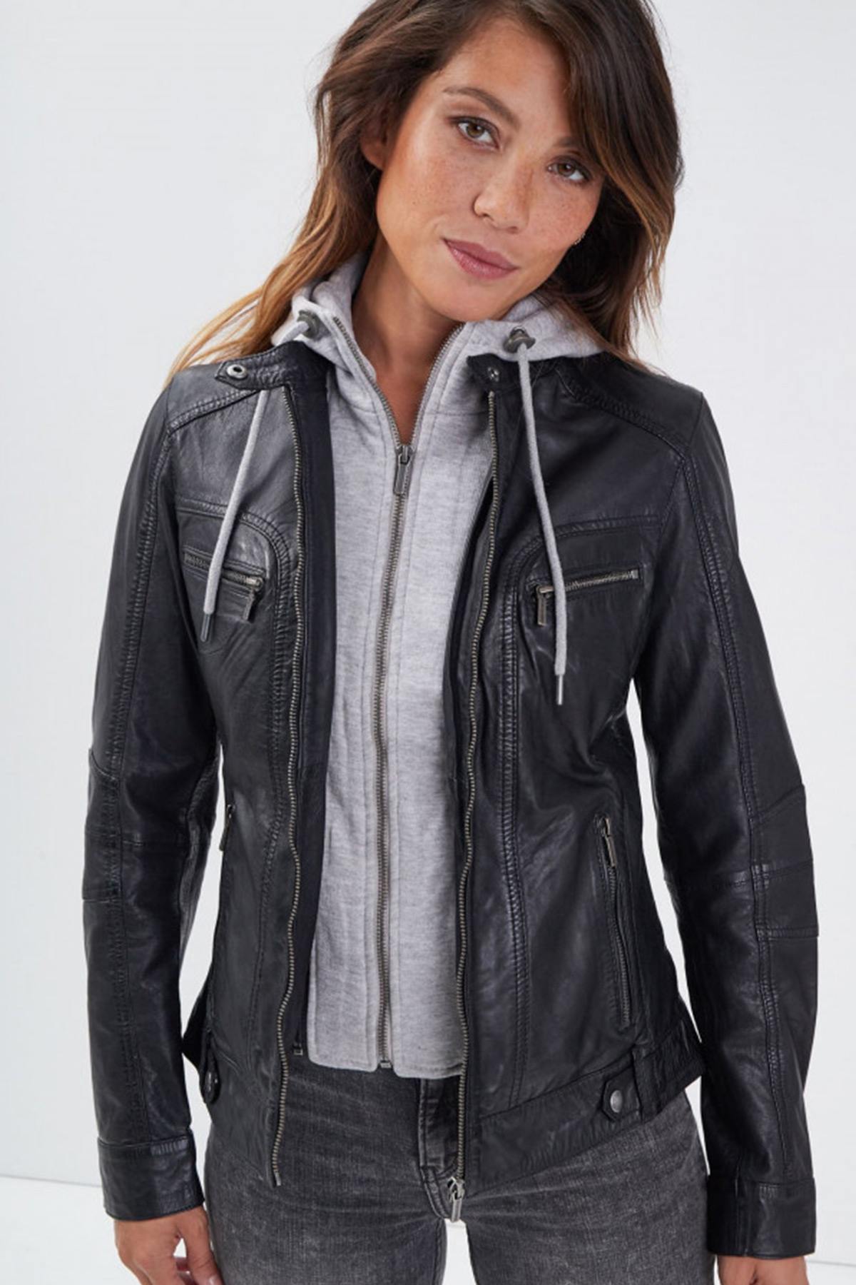 Damen Jacke Rose Garden SILENE HOOD SHEEP AOSTA BLACK — Ansicht 2