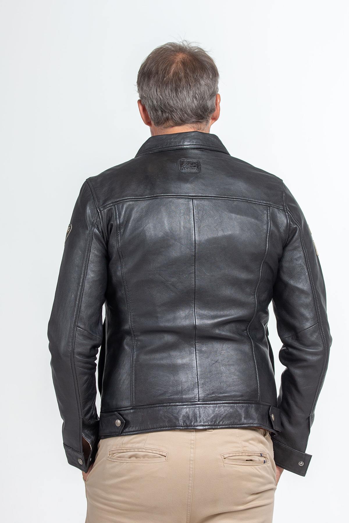 Blouson Sans Manches Chevignon Cuir Noir Vintage 1982 - Style Perfecto - Taille L - Neuf