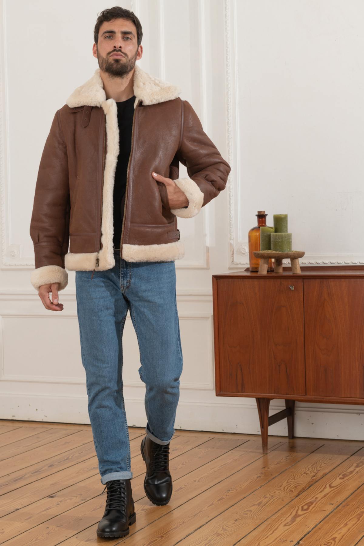 Giacche Uomo Schott LC1259 COGNAC — vista 1