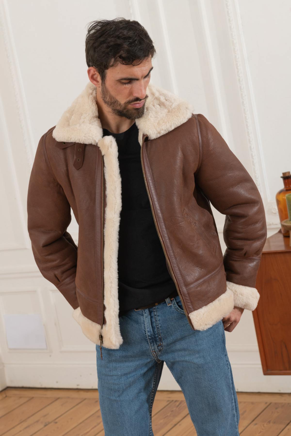Giacche Uomo Schott LC1259 COGNAC — vista 3