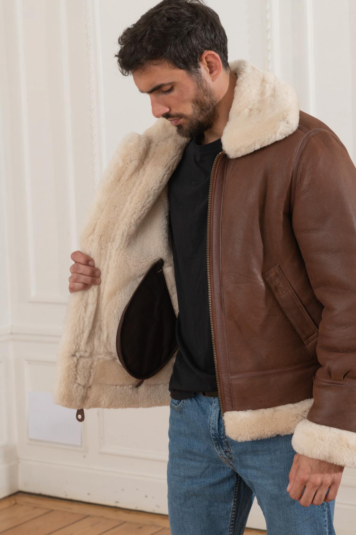 Giacche Uomo Schott LC1259 COGNAC — vista 4