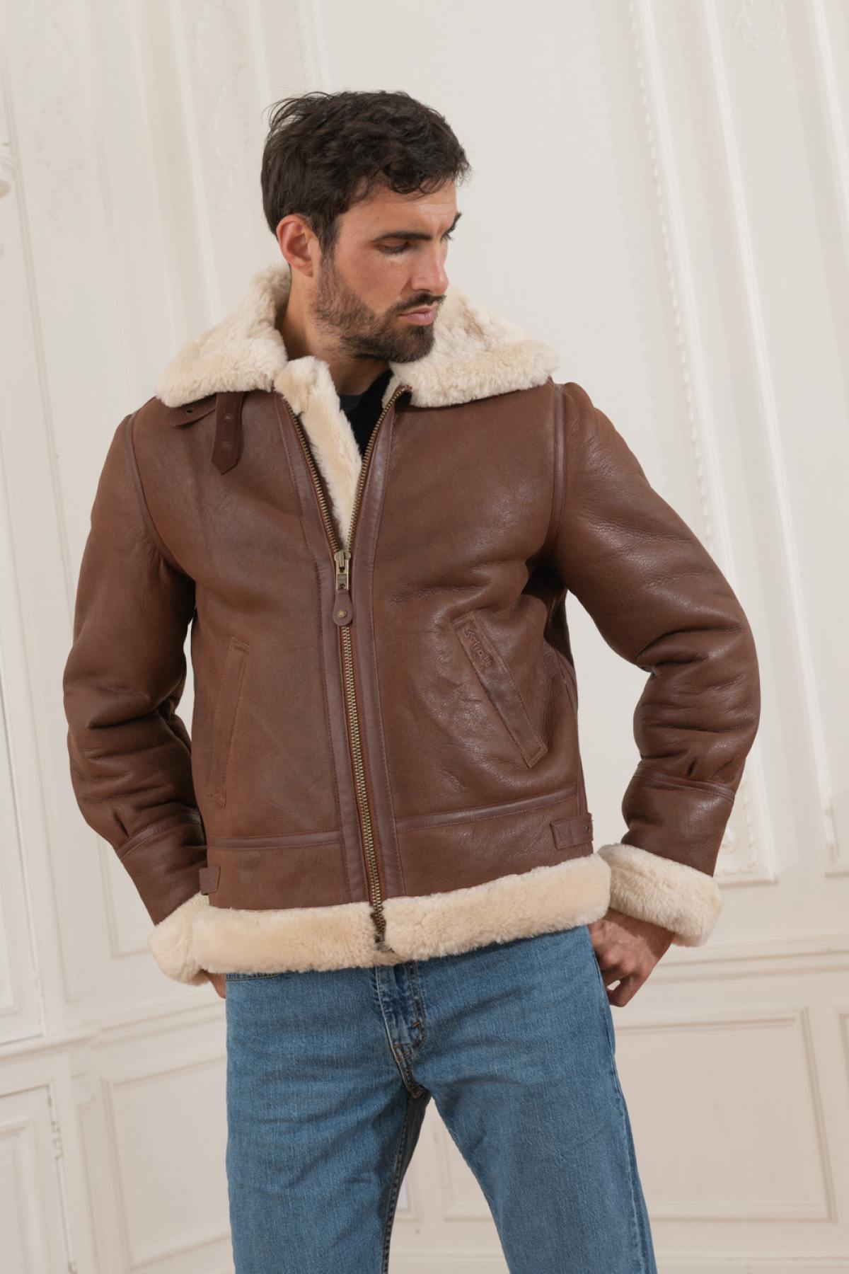 Giacche Uomo Schott LC1259 COGNAC — vista 2