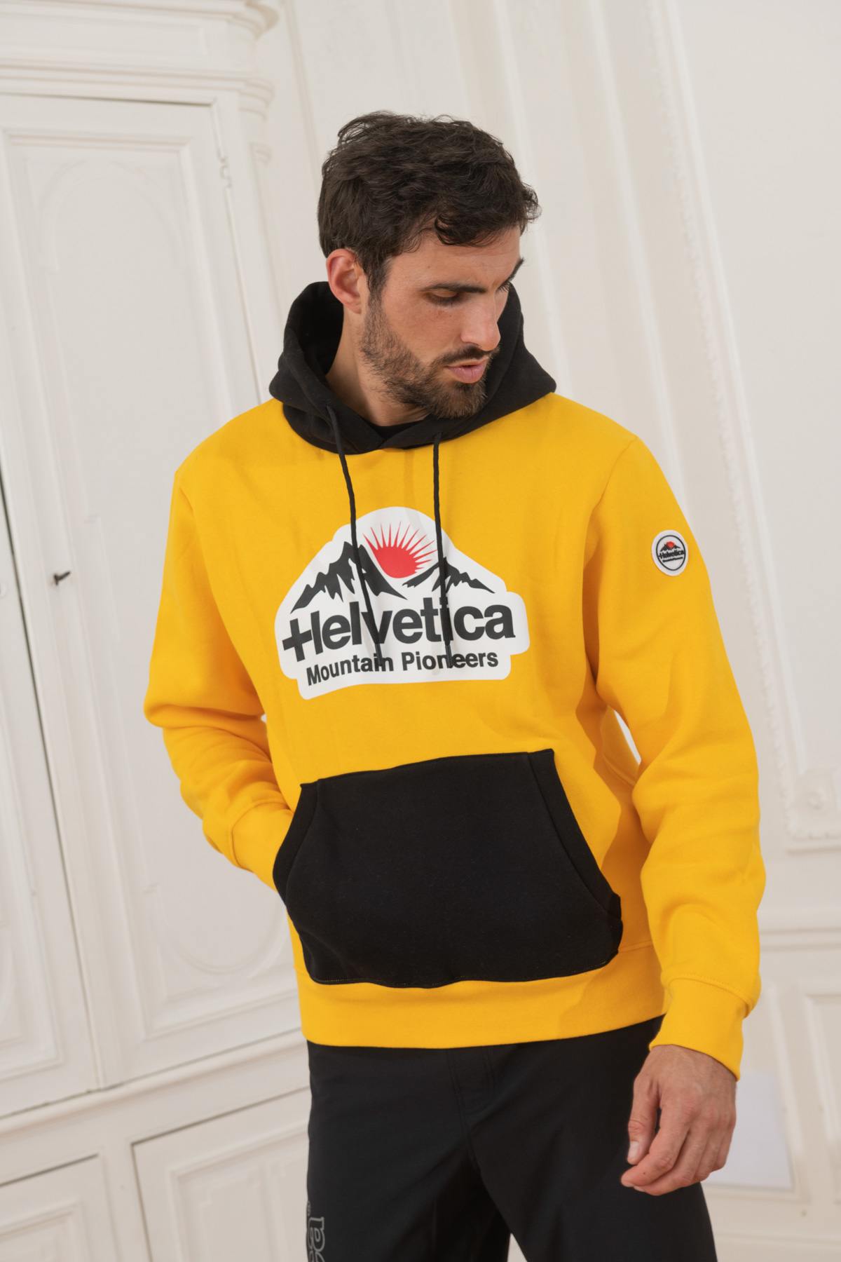 Maglione/felpa Uomo Helvetica Mountain Pioneers WINGO YELLOW — vista 5