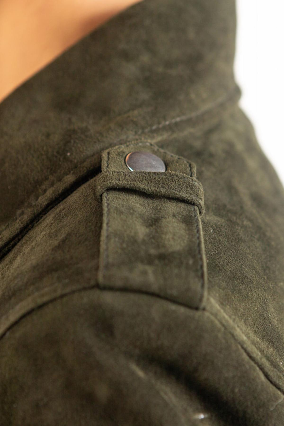 Blouson Femme Rose Garden VELA GOAT SUEDE KHAKI — vue 5