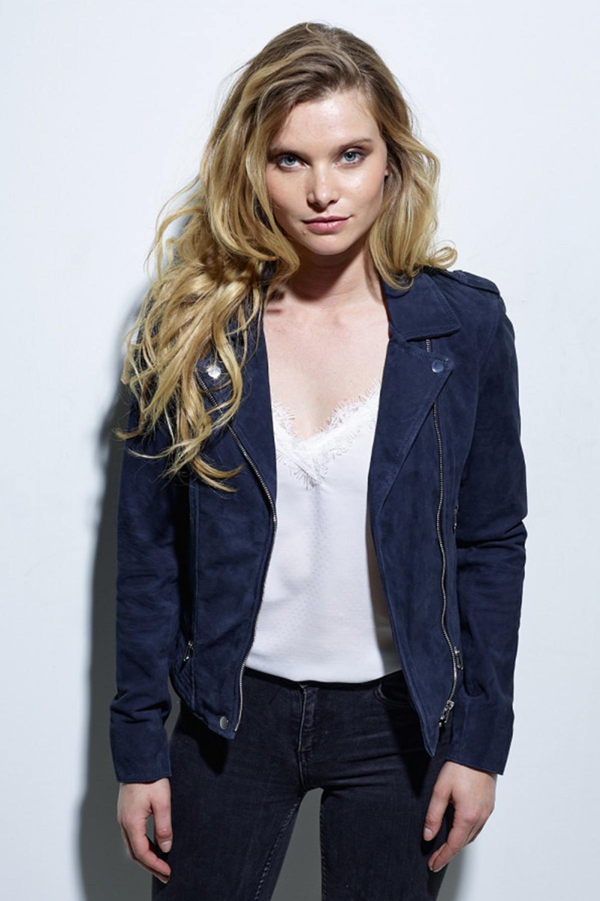 Chaqueta Mujeres Rose Garden VELA GOAT SUEDE NAVY BLUE — vista 3
