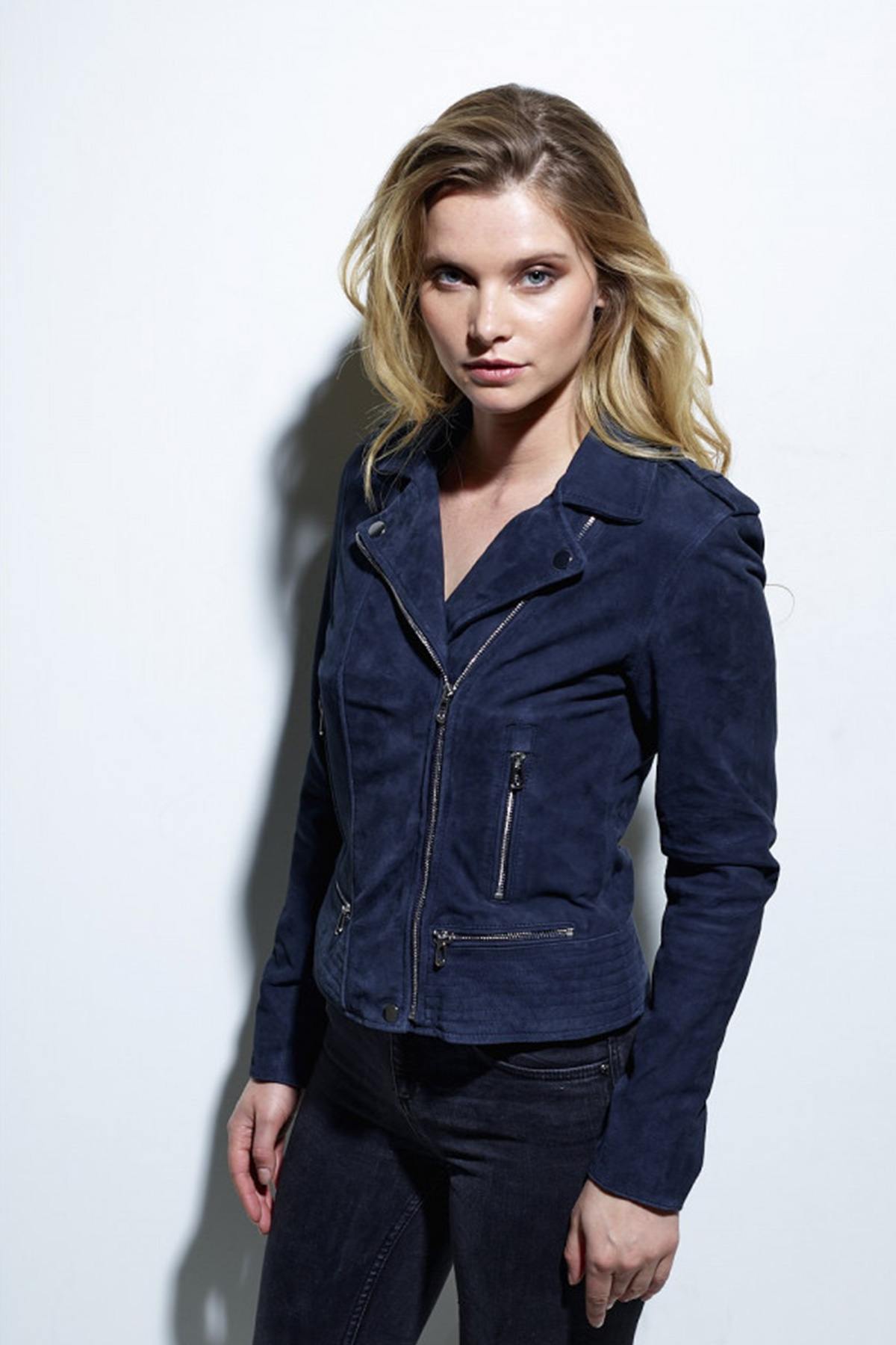 Chaqueta Mujeres Rose Garden VELA GOAT SUEDE NAVY BLUE — vista 1