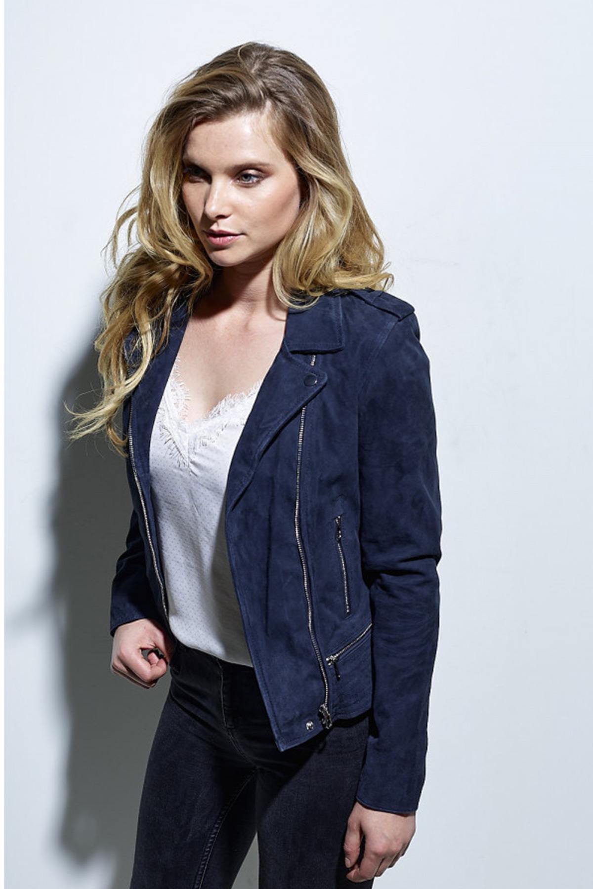 Chaqueta Mujeres Rose Garden VELA GOAT SUEDE NAVY BLUE — vista 4