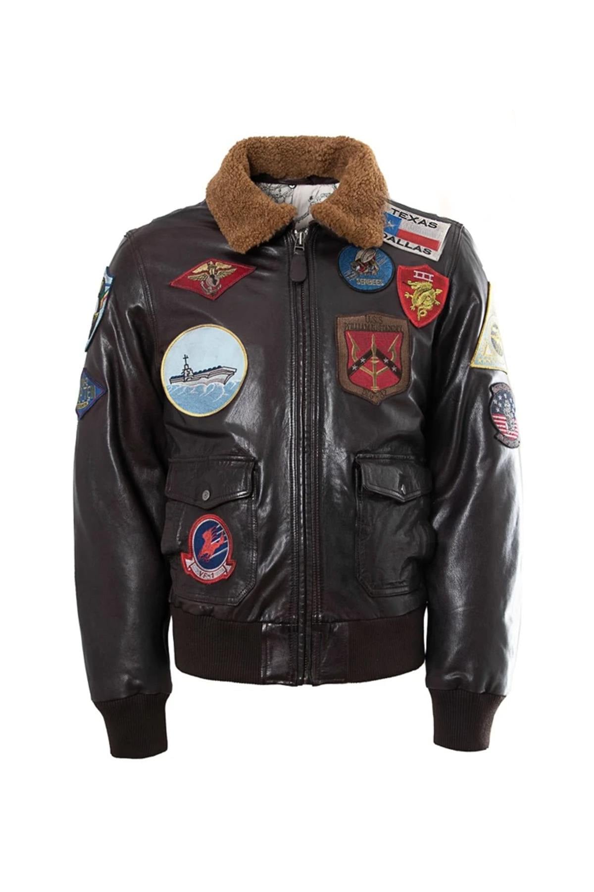 Giacche Uomo Top Gun TG-LEA-02 JACKET MEN BROWN — vista 5