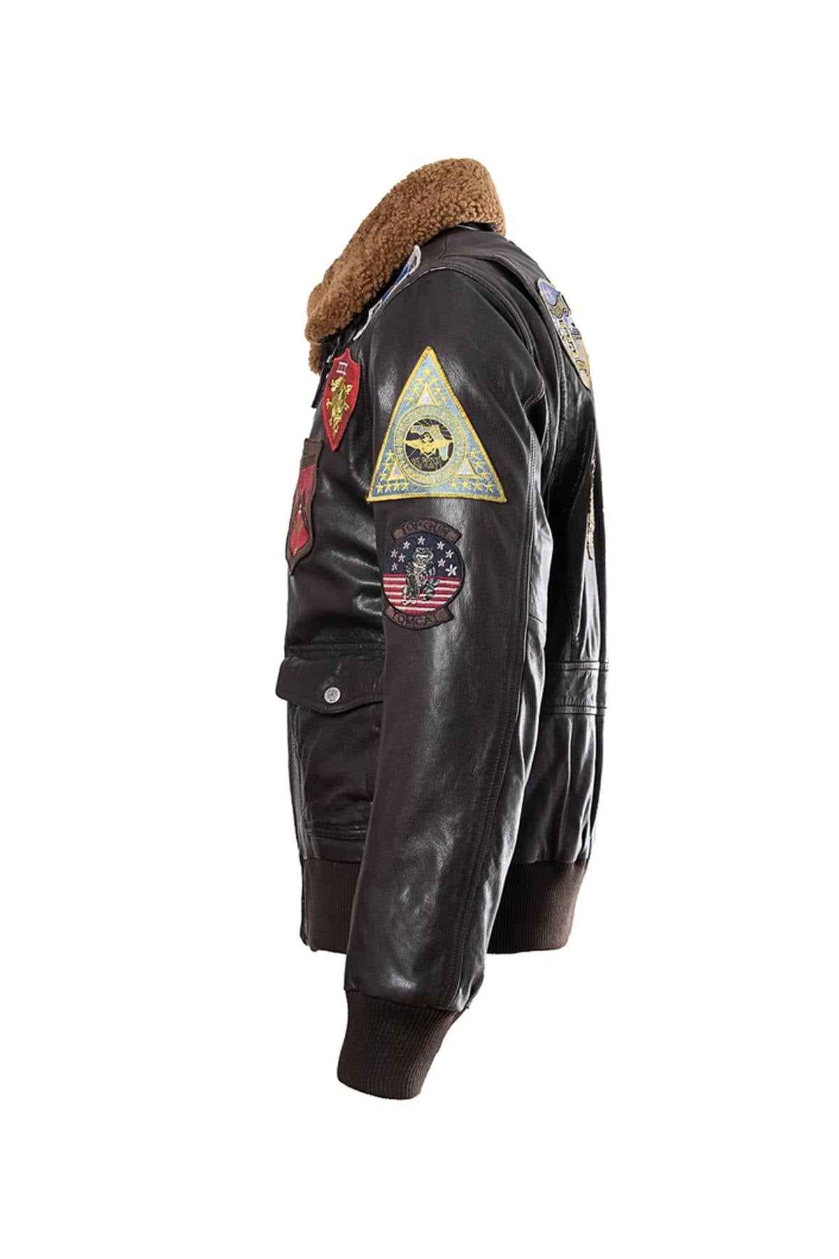 Giacche Uomo Top Gun TG-LEA-02 JACKET MEN BROWN — vista 8