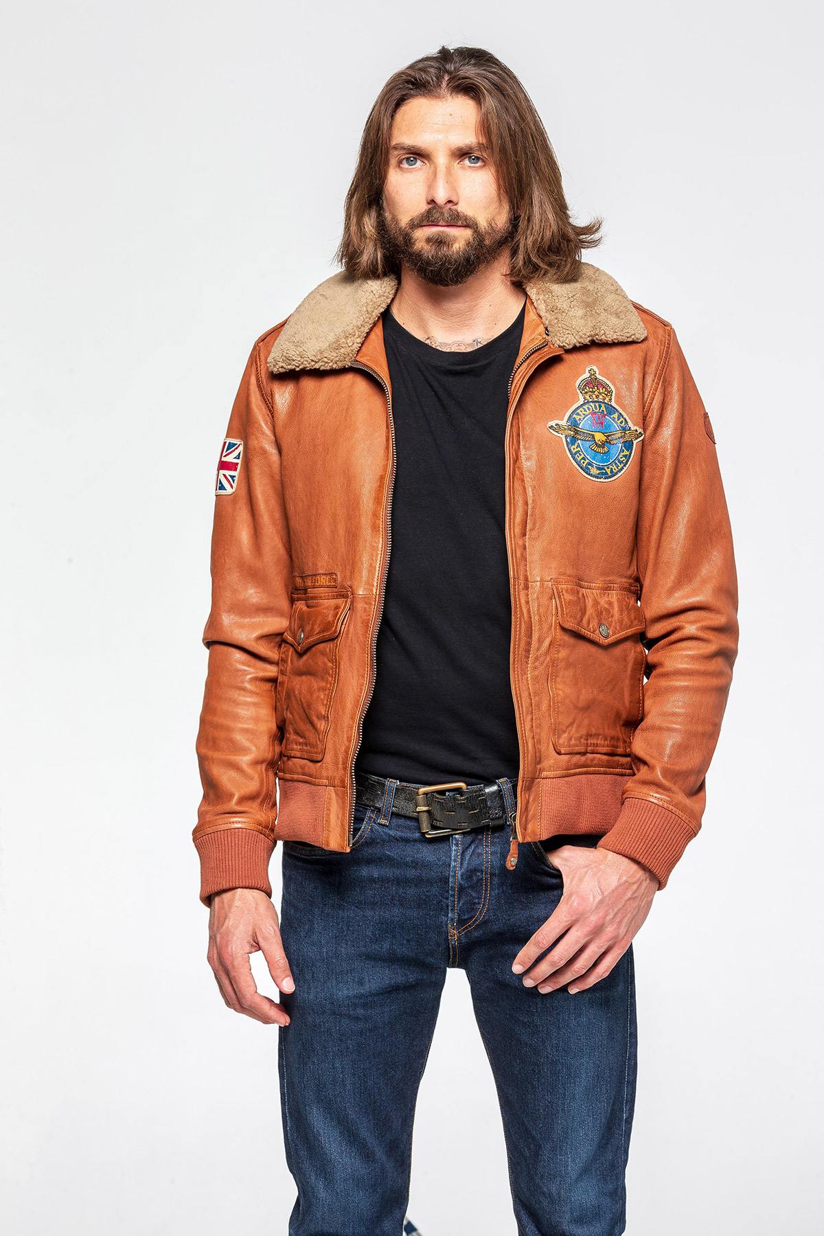 Giacche Uomo Royal Air Force BRITTEN HAVANE — vista 3