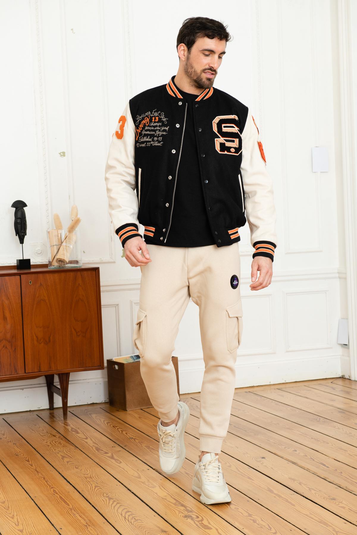 Herren Jacke Schott LCTEDDYBD BLACK OFF WHITE — Ansicht 2