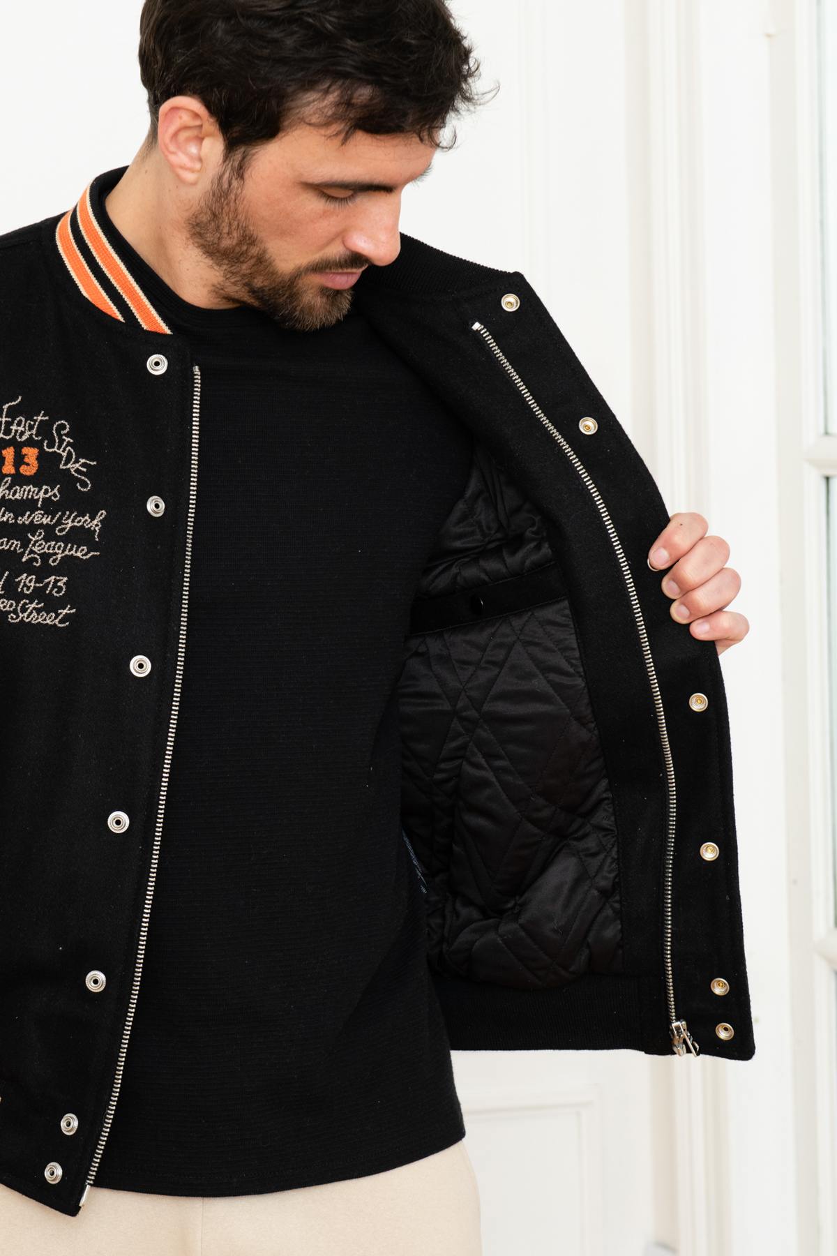 Herren Jacke Schott LCTEDDYBD BLACK OFF WHITE — Ansicht 4