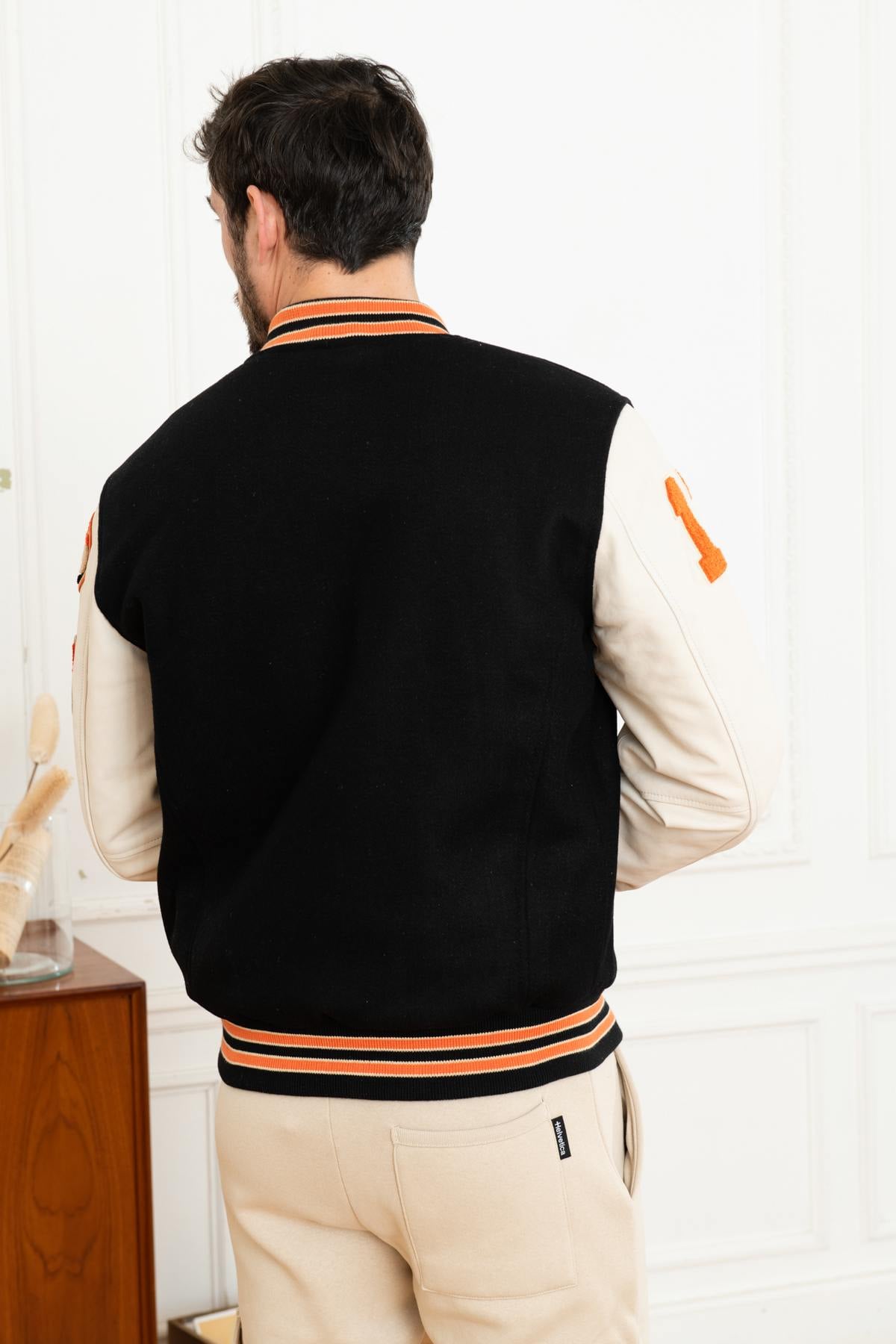 Herren Jacke Schott LCTEDDYBD BLACK OFF WHITE — Ansicht 5