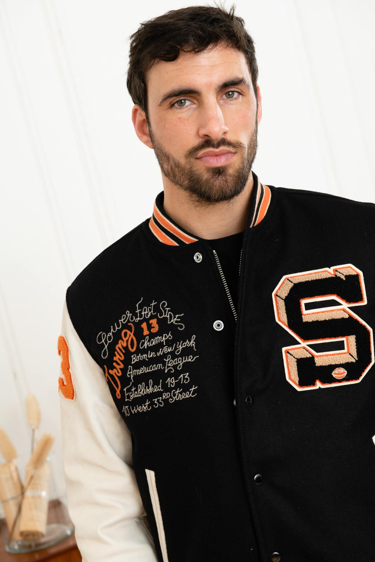 Herren Jacke Schott LCTEDDYBD BLACK OFF WHITE — Ansicht 8