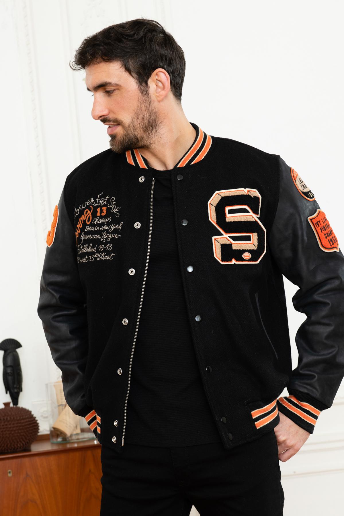 Giacche Uomo Schott LCTEDDYBD BLACK BLACK — vista 4