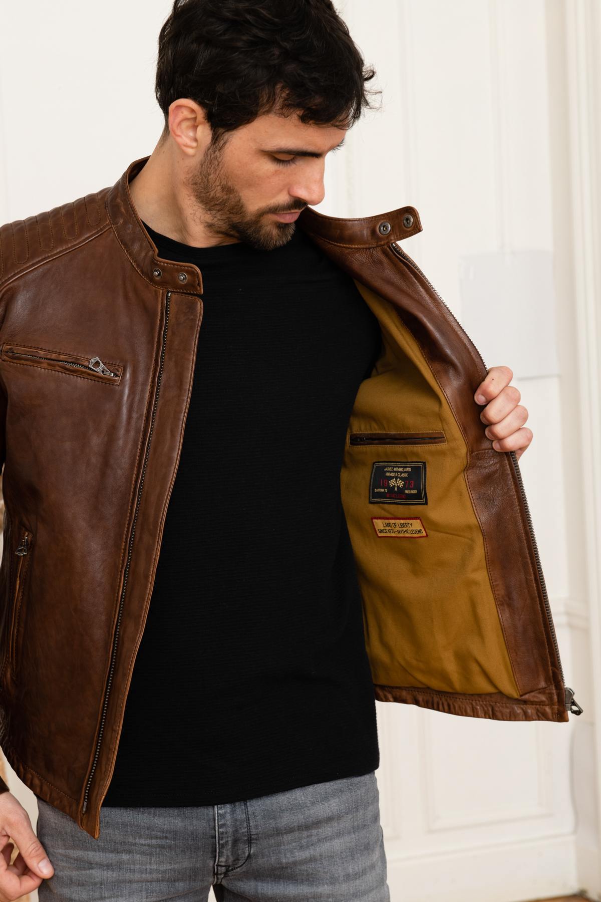 Giacche Uomo Daytona STIRLING LAMB PAOLO DARK COGNAC — vista 6