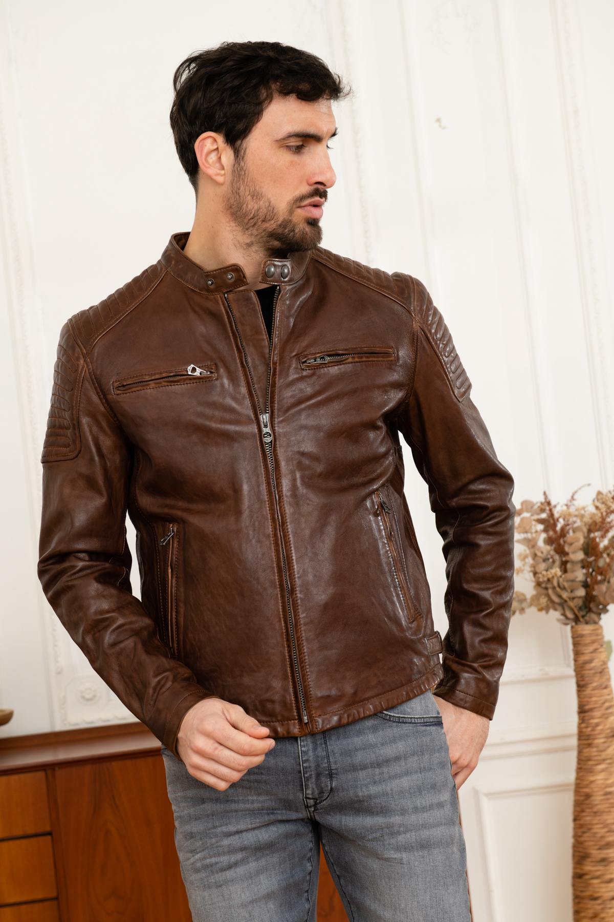 Giacche Uomo Daytona STIRLING LAMB PAOLO DARK COGNAC — vista 7