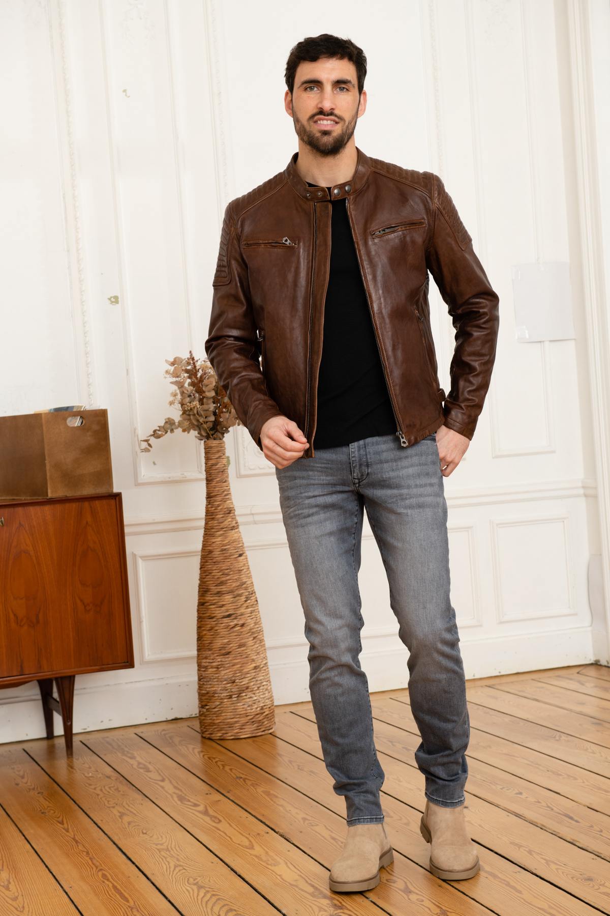 Giacche Uomo Daytona STIRLING LAMB PAOLO DARK COGNAC — vista 3