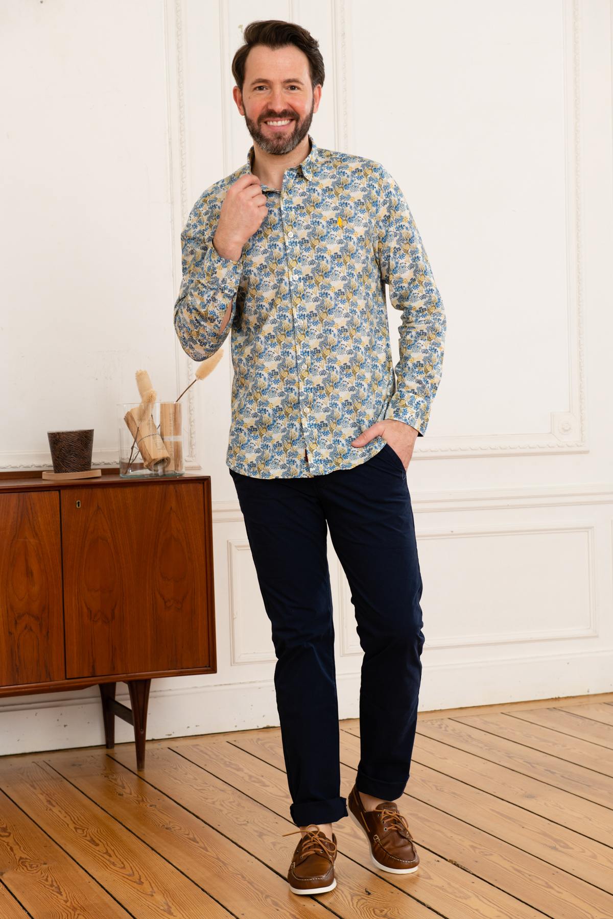 Camicia Uomo Mcs IMCHML_C002 304 JAUNE — vista 4