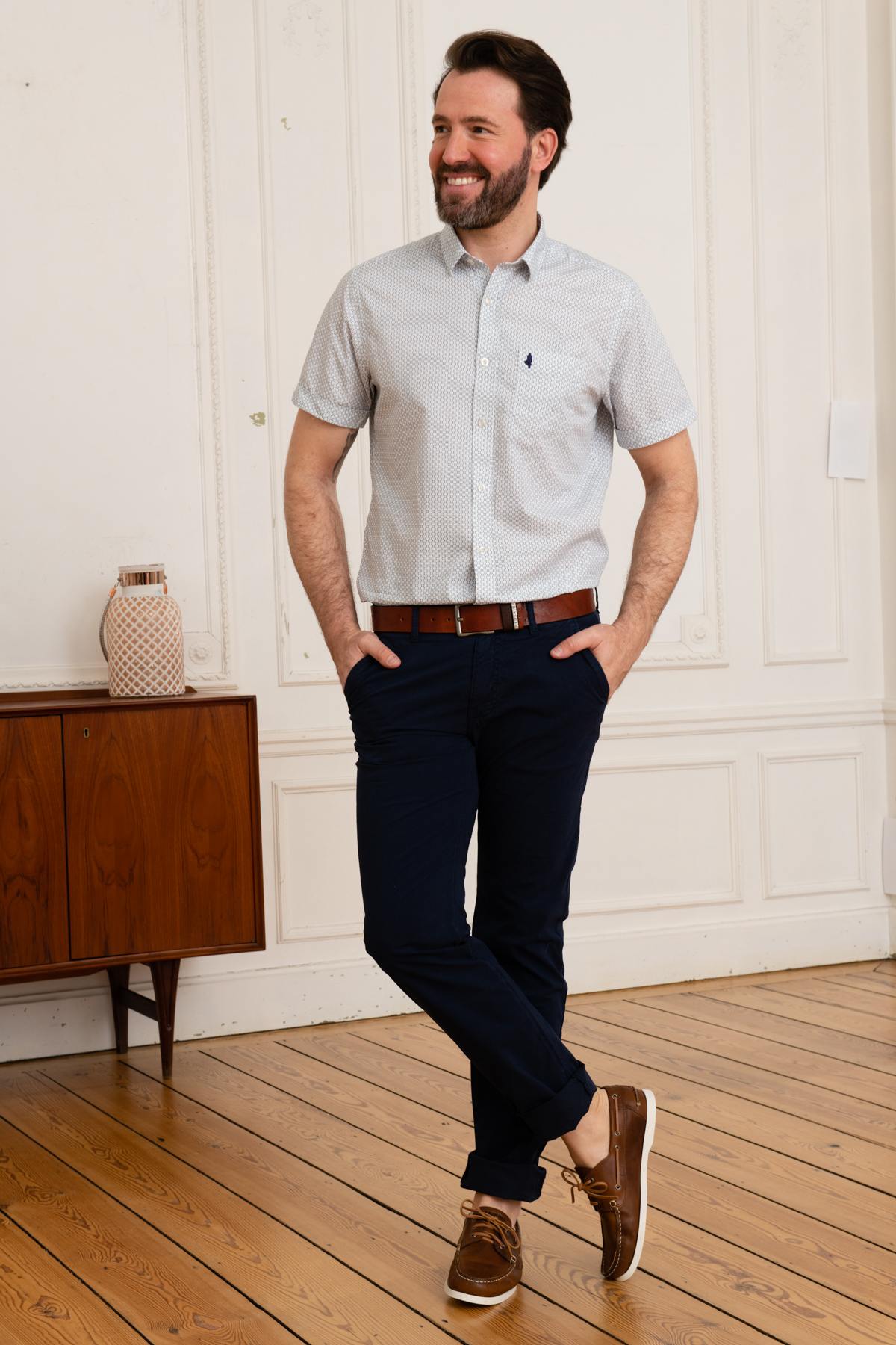 Camicia Uomo Mcs IMCHMC_C002 714 BLEU CIEL — vista 2