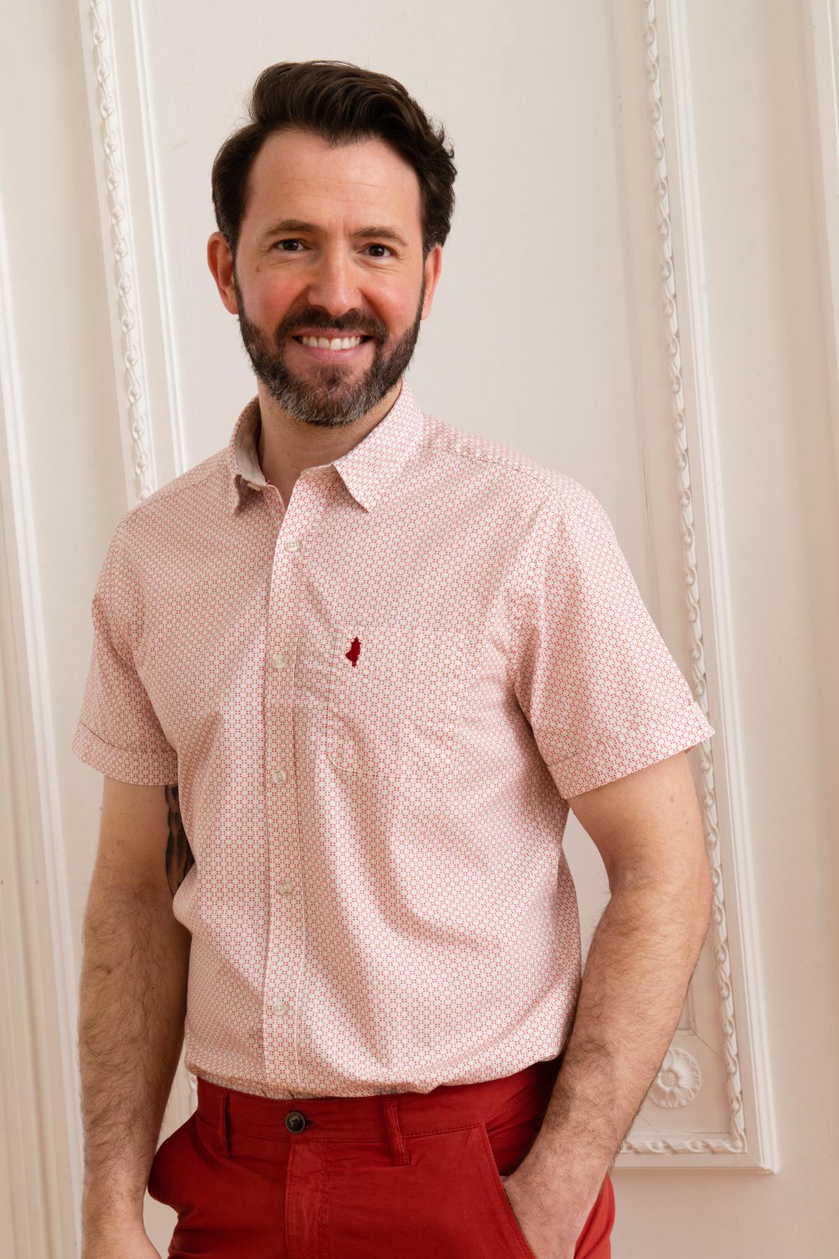 Camicia Uomo Mcs IMCHMC_C002 400 ROUGE — vista 3