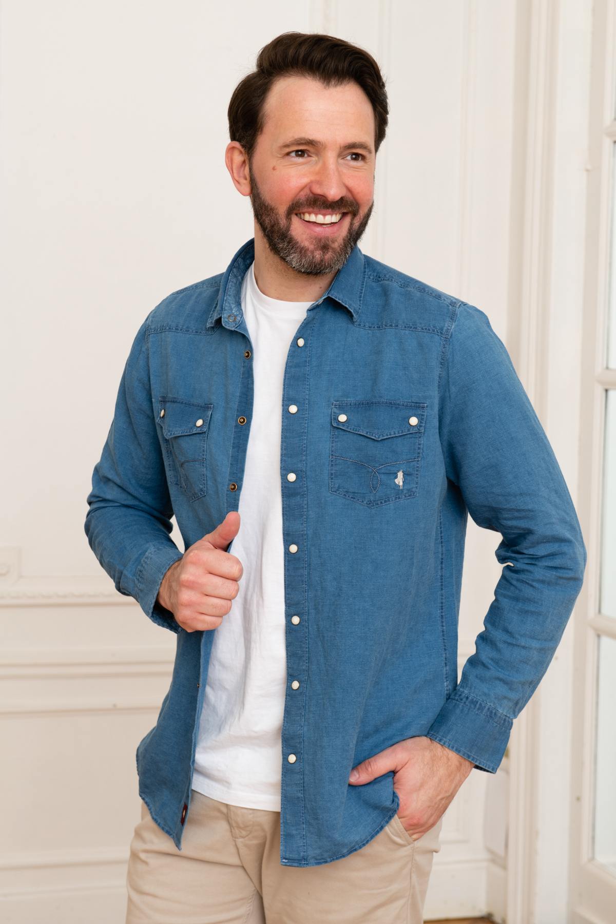 Camicia Uomo Mcs IMCHML_C021 752 BLEU MARINE — vista 1