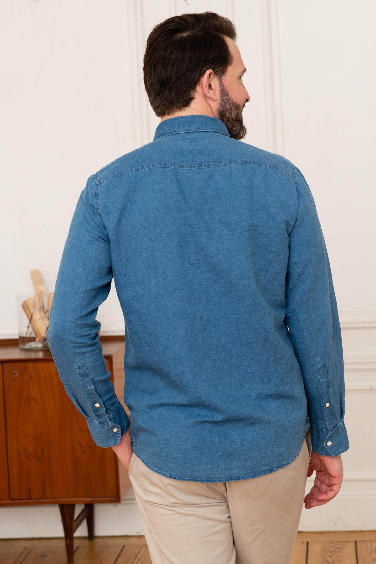 Camicia Uomo Mcs IMCHML_C021 752 BLEU MARINE — vista 4