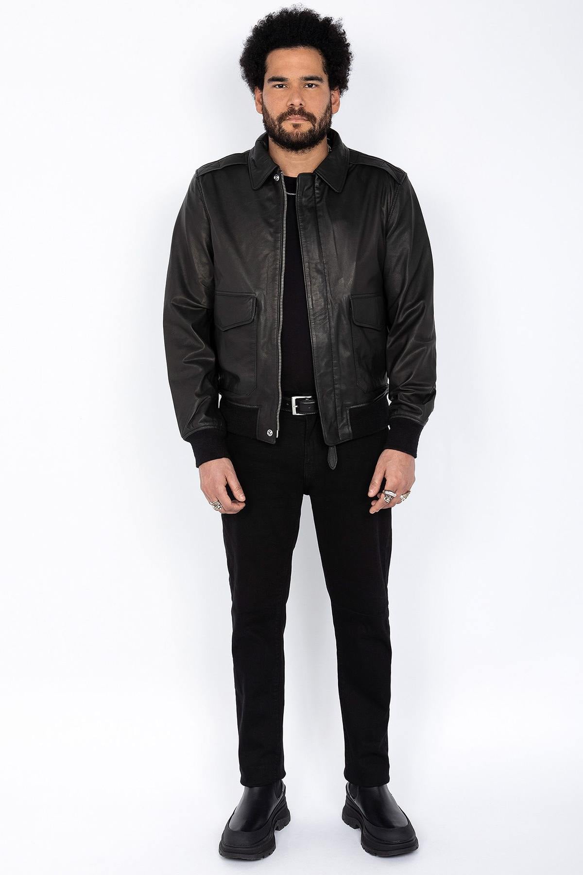 Giacche Uomo Schott LCFLYVINT BLACK — vista 2