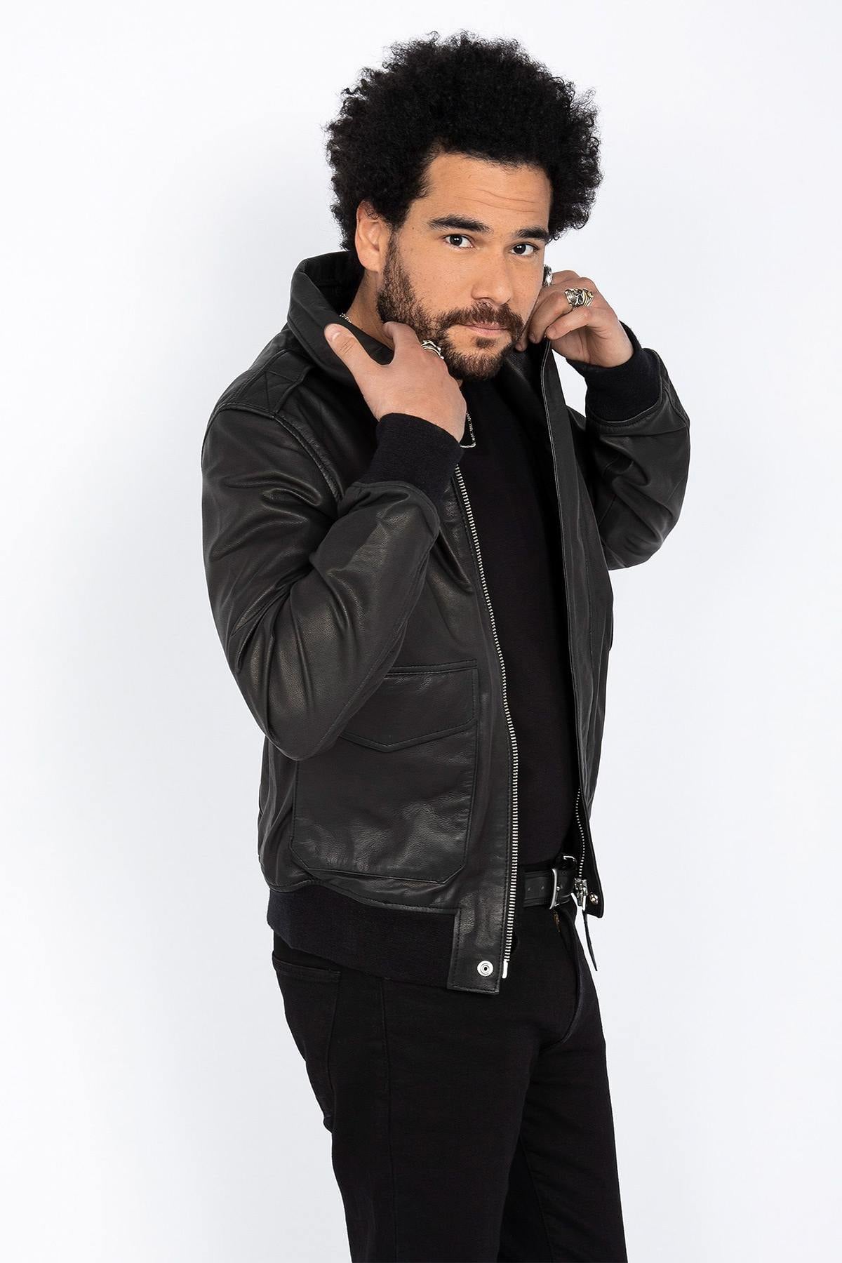 Giacche Uomo Schott LCFLYVINT BLACK — vista 4