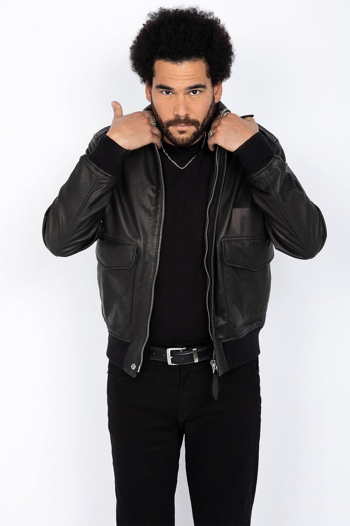 Giacche Uomo Schott LCFLYVINT BLACK — vista 3