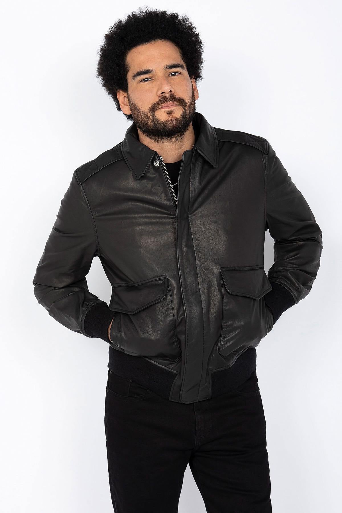 Giacche Uomo Schott LCFLYVINT BLACK — vista 1