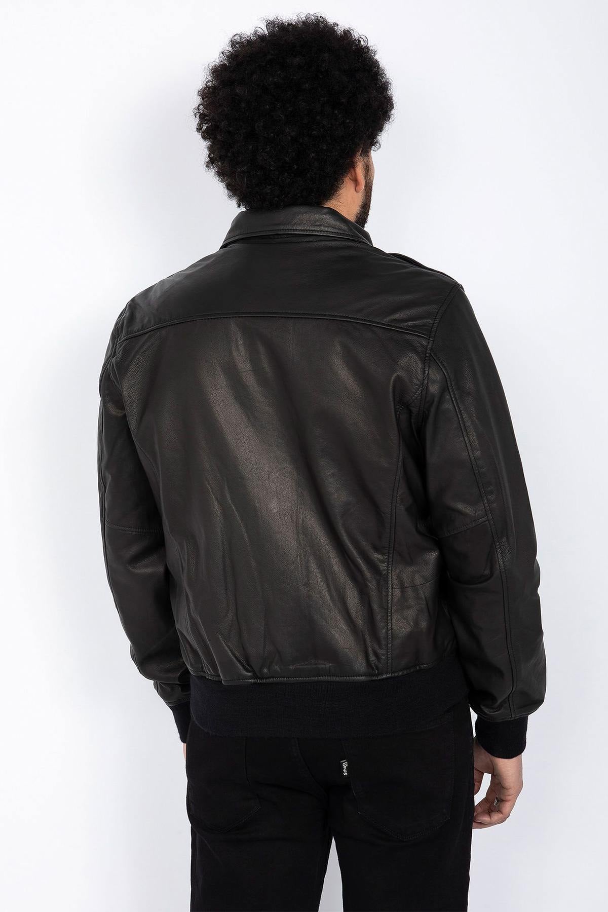 Giacche Uomo Schott LCFLYVINT BLACK — vista 5