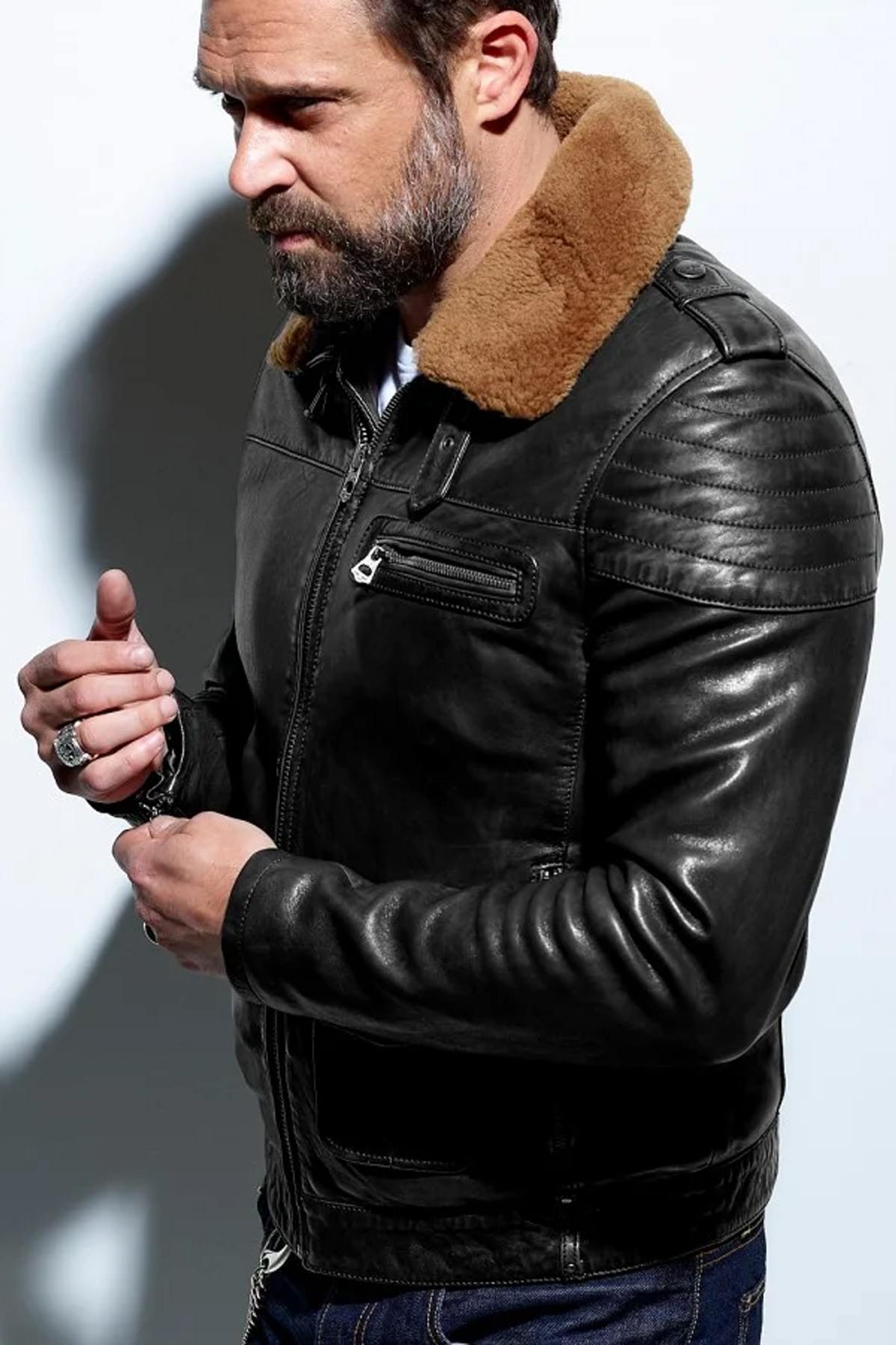 Blouson Homme Daytona PIRATE FUR LAMB ERMIS BLACK — vue 1