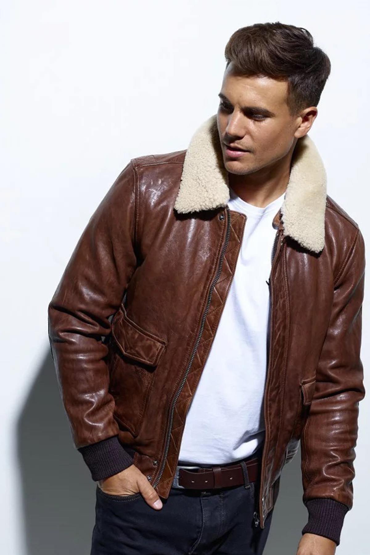 Giacche Uomo Daytona CORSAIR FUR SHEEP PETROL BISON — vista 3